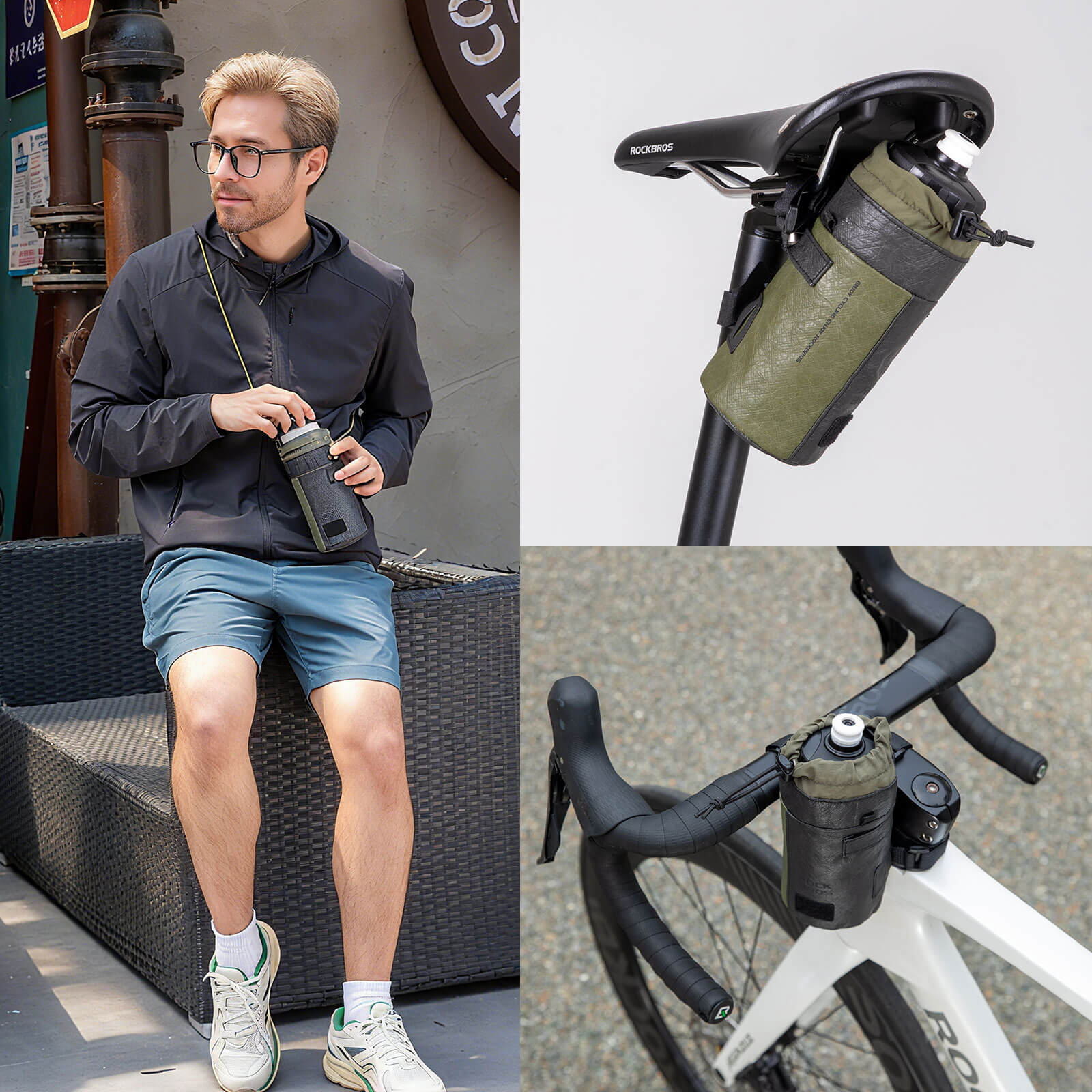 Bikepacking Feedbag Lenkertasche 0,7 L Schwarz-Grün - Image 9