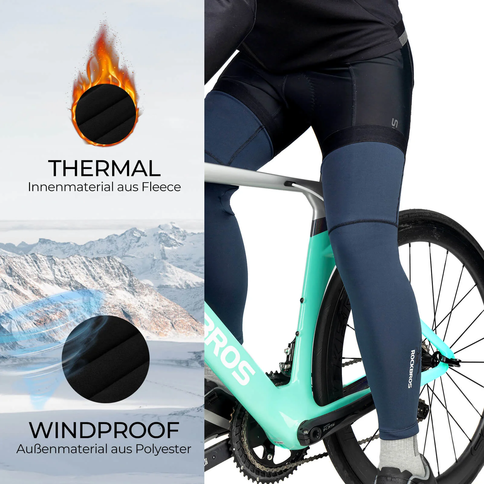 Fahrrad Beinlinge Winter Thermo S-3XL (1 Paar) - Image 10
