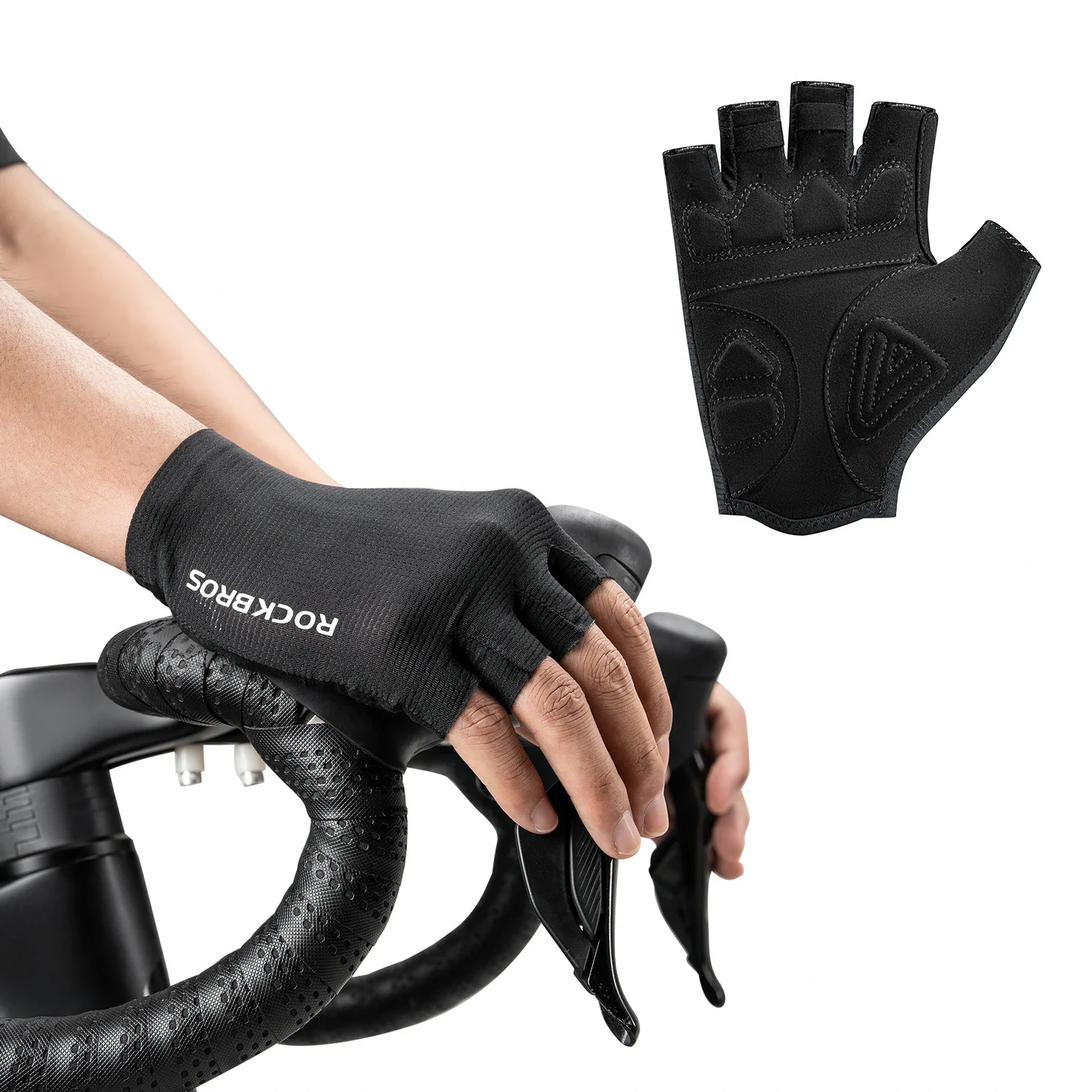 Fahrradhandschuhe Halbfinger mit stoßdämpfender SBR-Polsterung - S396 - Image 4
