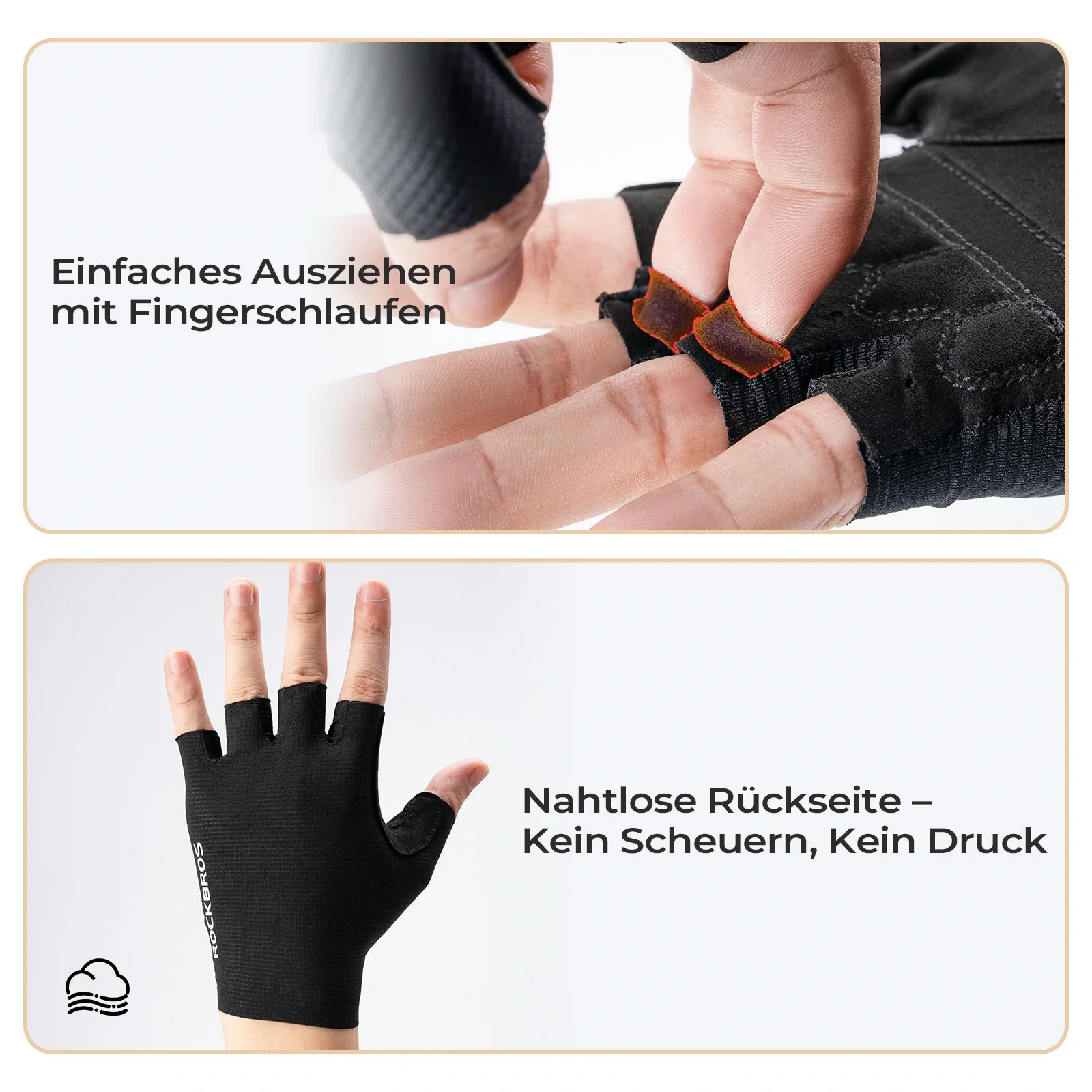 Fahrradhandschuhe Halbfinger mit stoßdämpfender SBR-Polsterung - S396 - Image 8