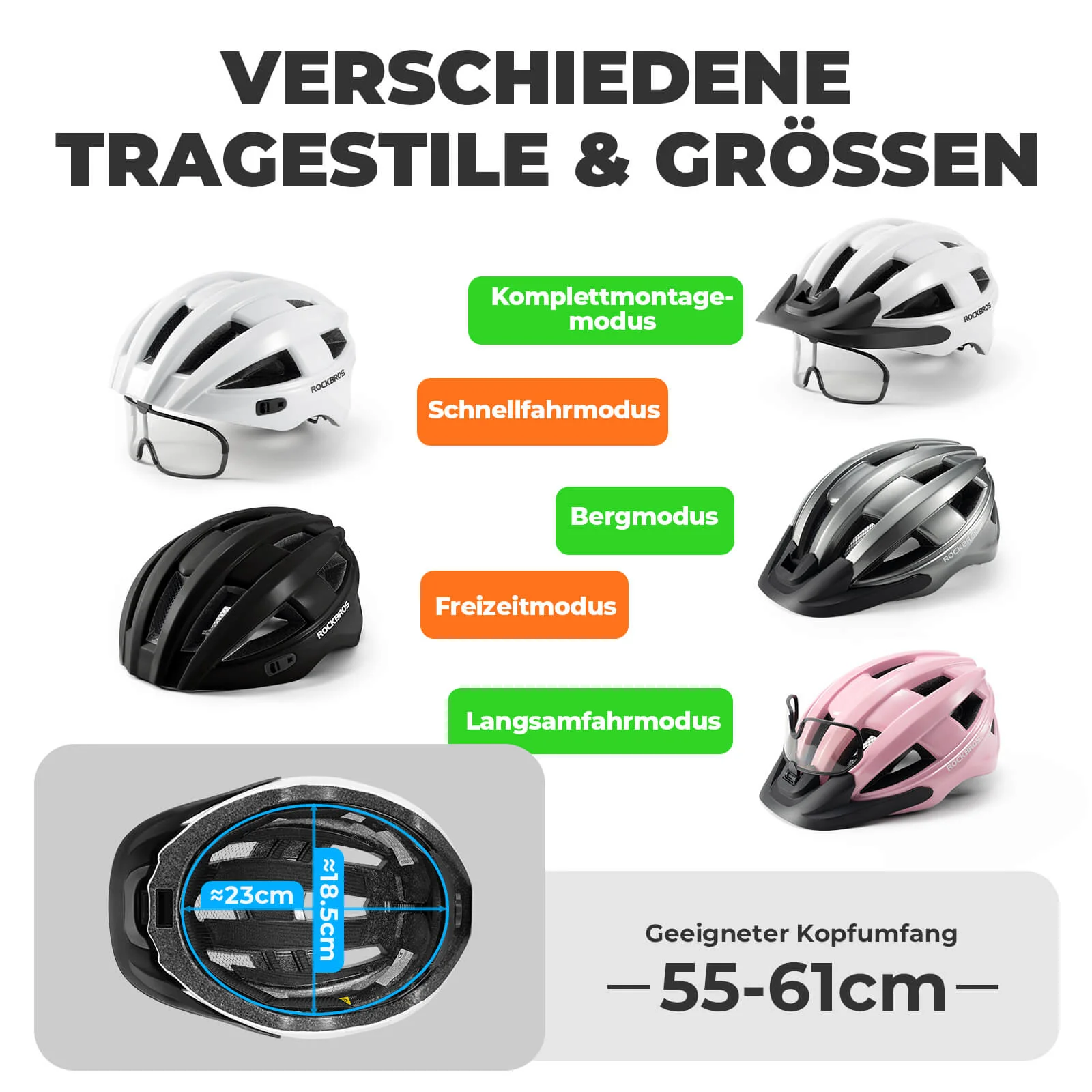Fahrradhelm mit Rücklicht 55-61cm - Image 5