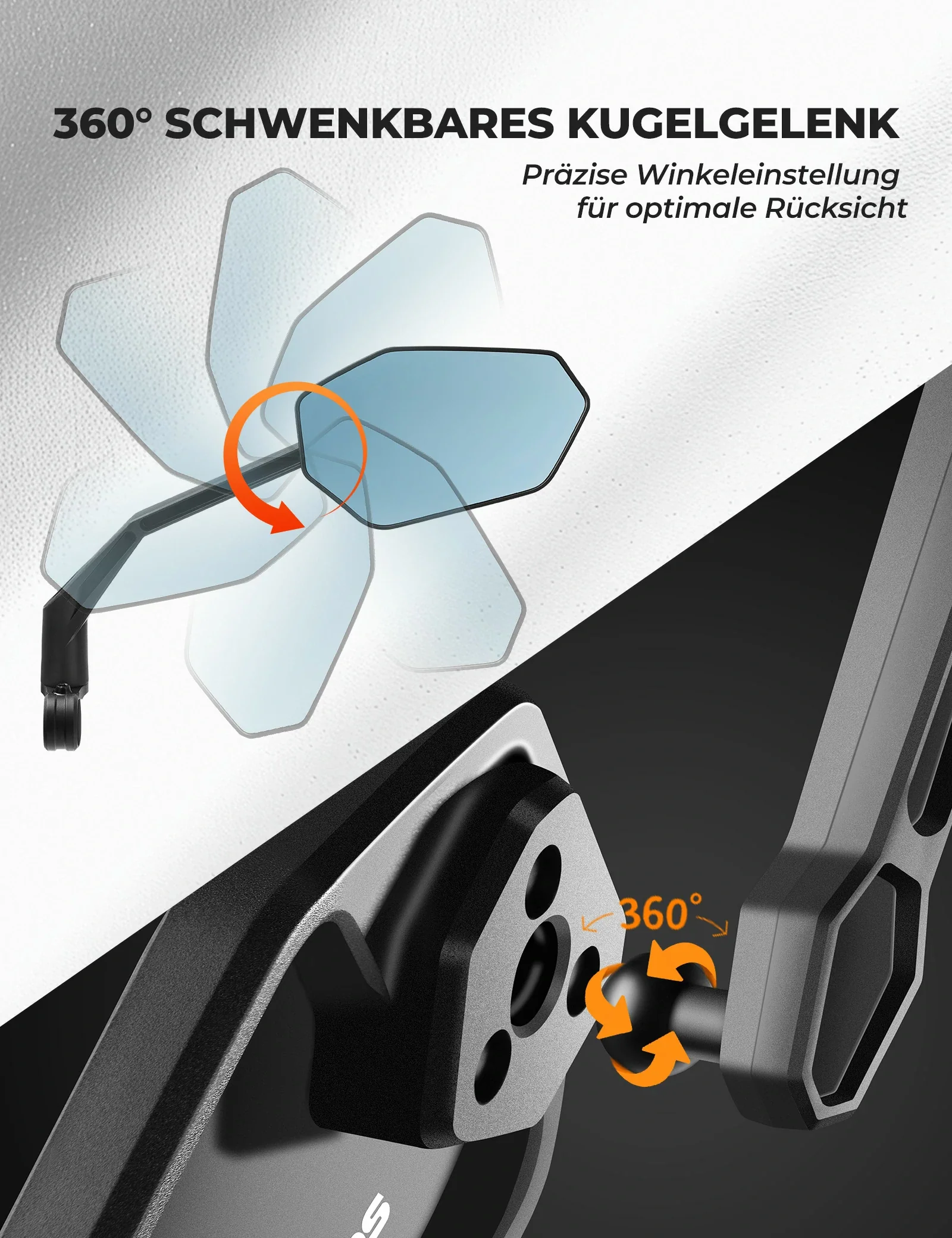 Fahrradspiegel, 360° Verstellbar Blendfrei, Konvexer Rückspiegel mit HD-Glas Bruchfest - Image 5