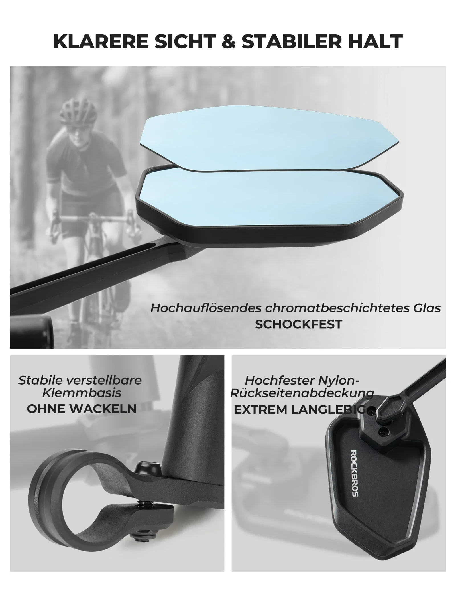 Fahrradspiegel, 360° Verstellbar Blendfrei, Konvexer Rückspiegel mit HD-Glas Bruchfest - Image 6