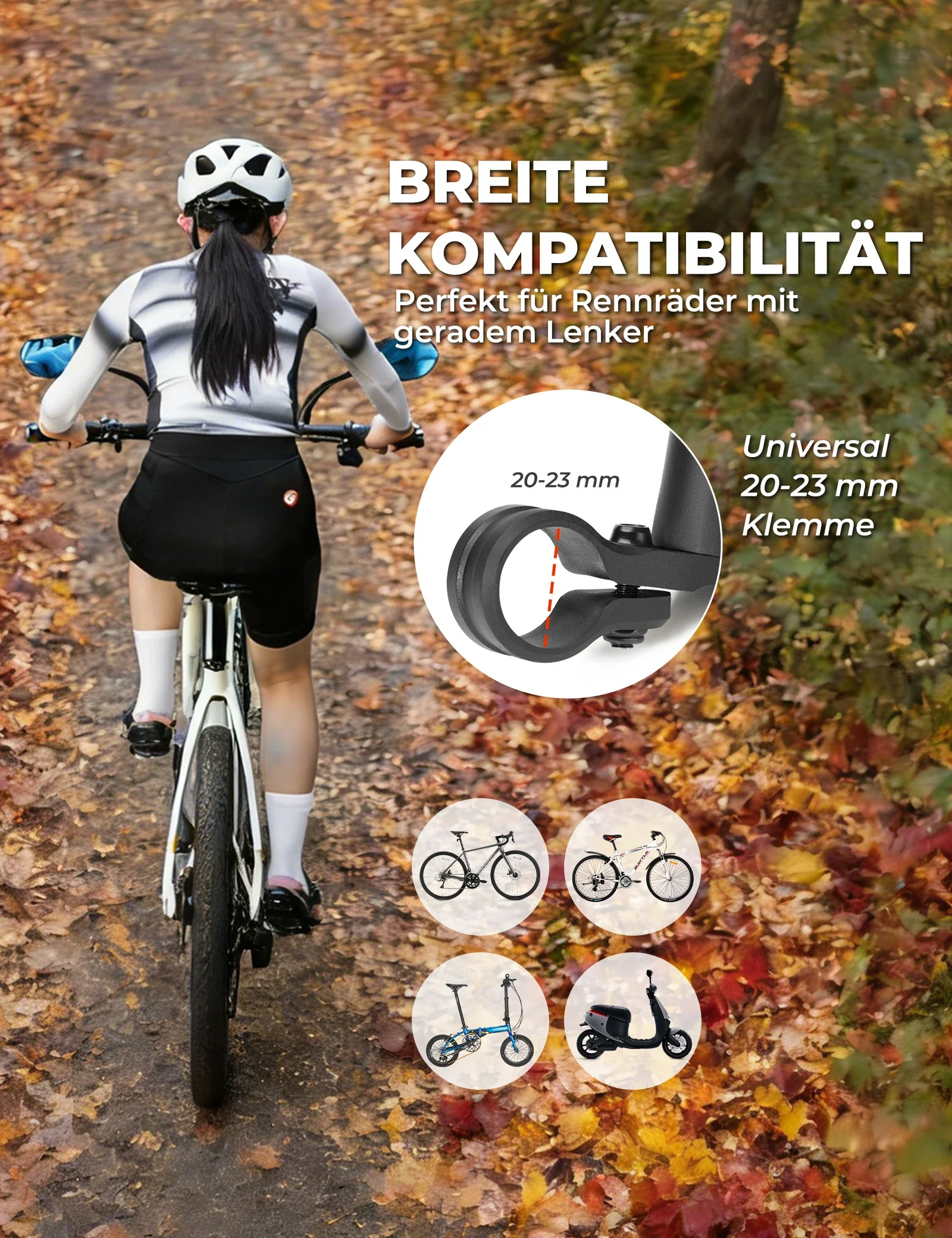 Fahrradspiegel, 360° Verstellbar Blendfrei, Konvexer Rückspiegel mit HD-Glas Bruchfest - Image 7
