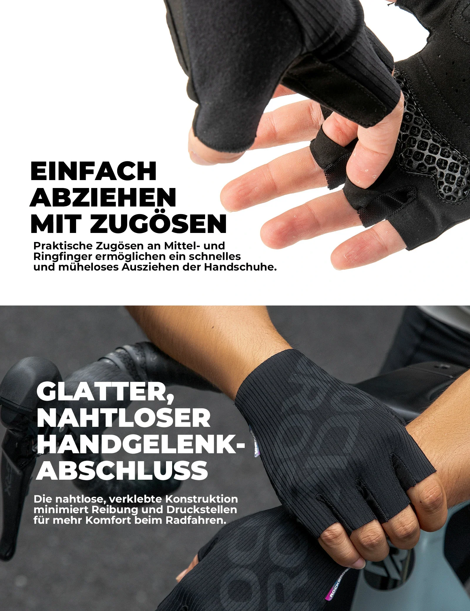 Halbfinger-Fahrradhandschuhe Sommer Elastisch & Atmungsaktiv, Anti-Rutsch- und Dämpfungspolster - Image 6