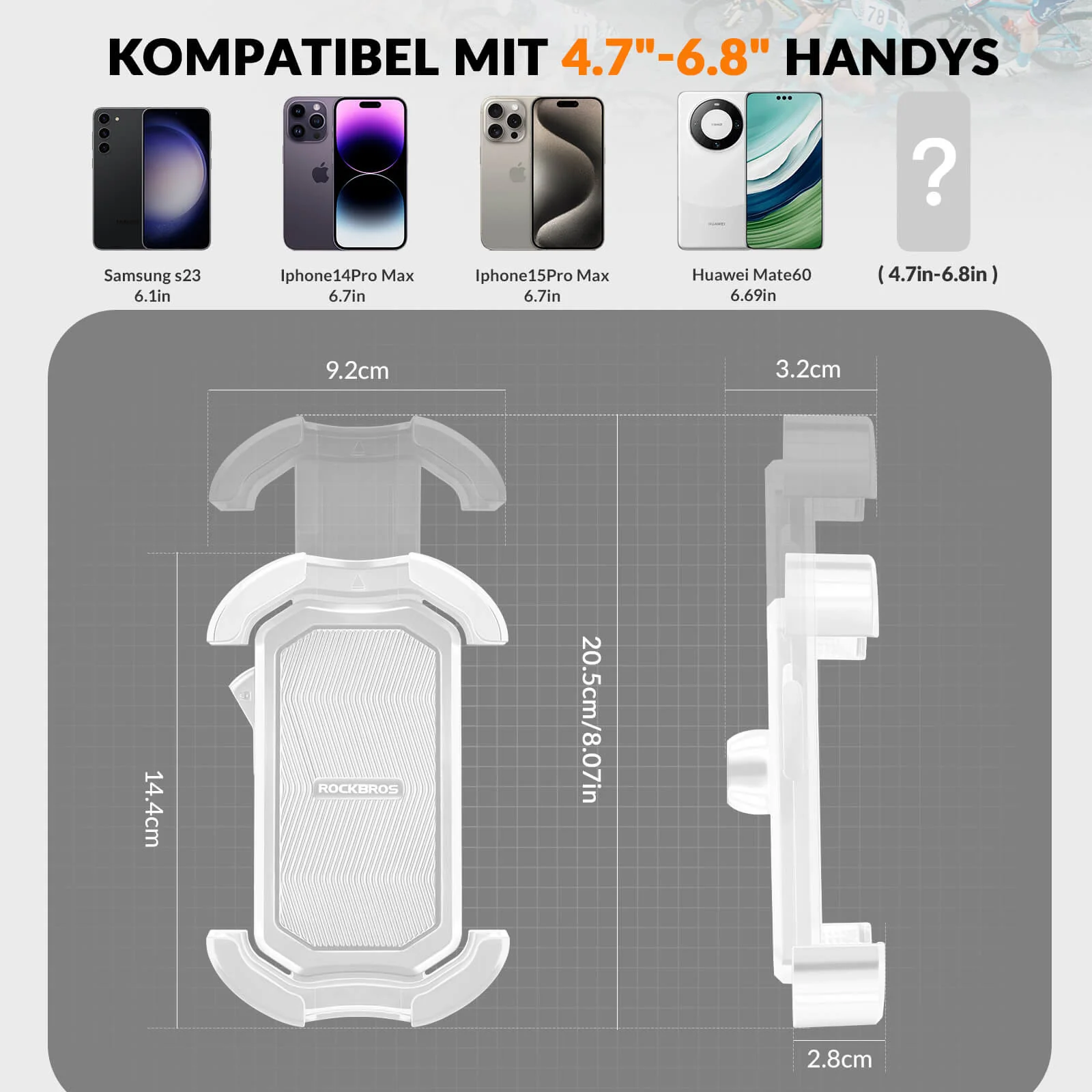 Handyhalterung Fahrrad Handyhalter Motorrad 360° Drehbar für 4,7-7,0 Zoll - Image 10