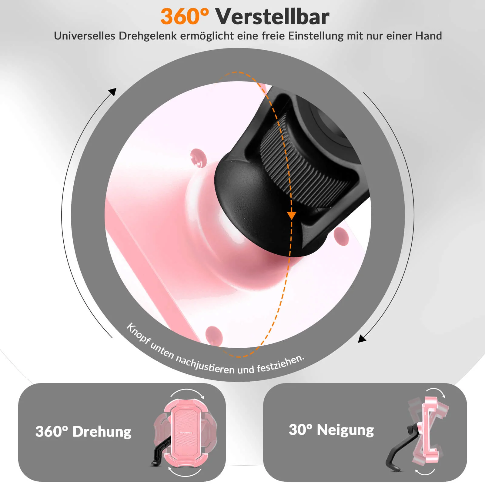 Handyhalterung Fahrrad Handyhalter Motorrad 360° Drehbar für 4,7-7,0 Zoll - Image 12