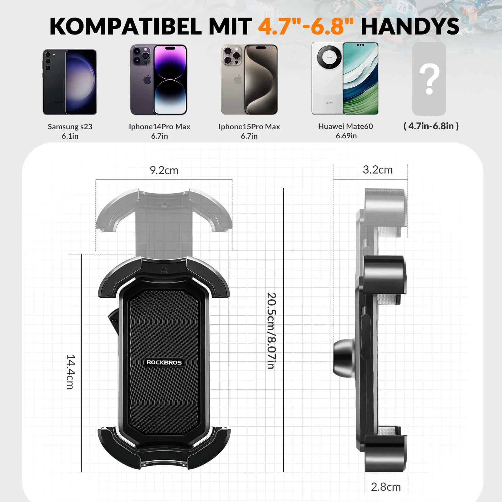 Handyhalterung Fahrrad Handyhalter Motorrad 360° Drehbar für 4,7-7,0 Zoll - Image 13
