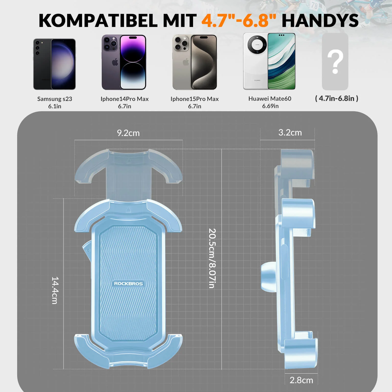 Handyhalterung Fahrrad Handyhalter Motorrad 360° Drehbar für 4,7-7,0 Zoll - Image 14
