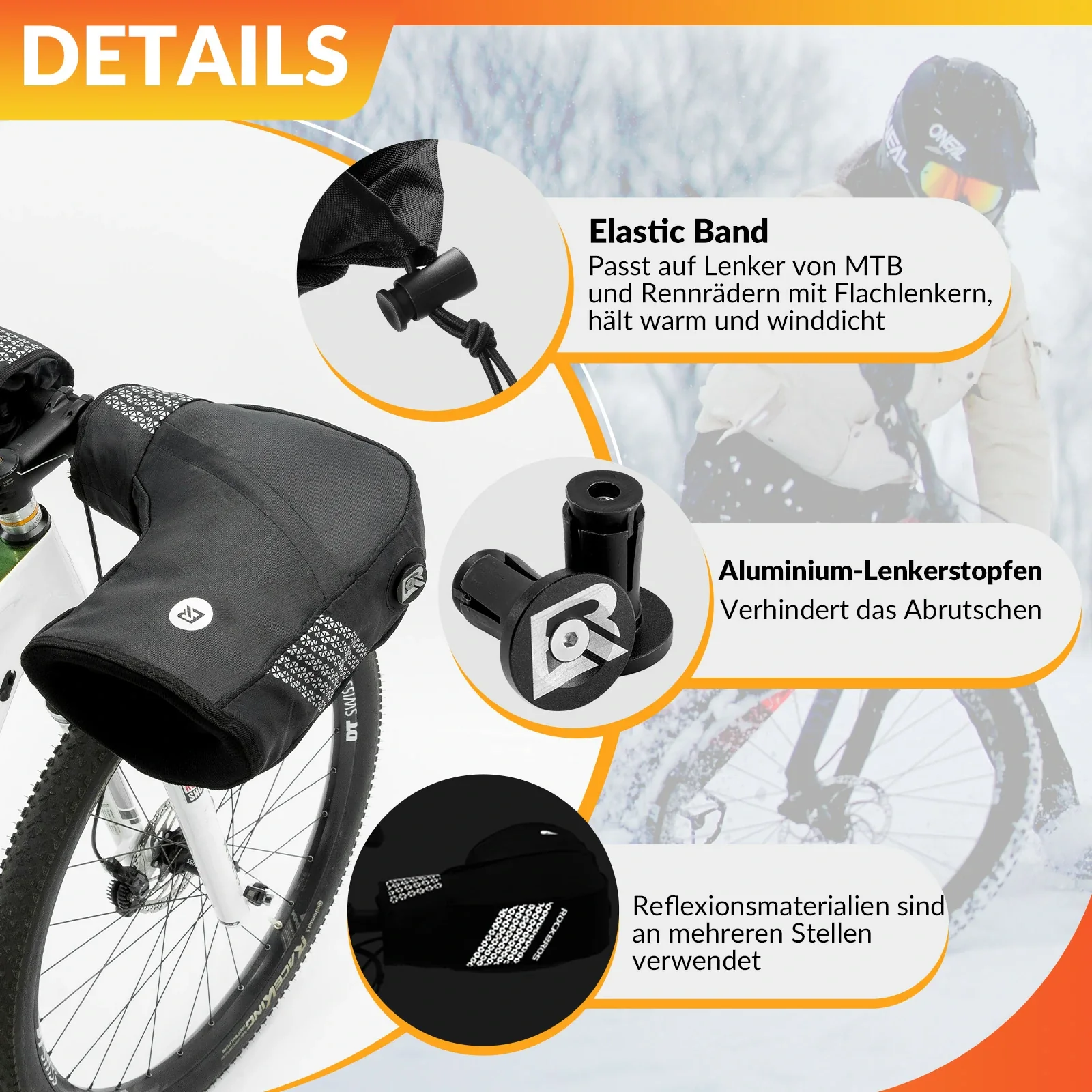 Lenkerstulpen Handschuhe Lenker Fahrrad Winter Thermo Warme Verdickte Wasserabweisende - Image 6