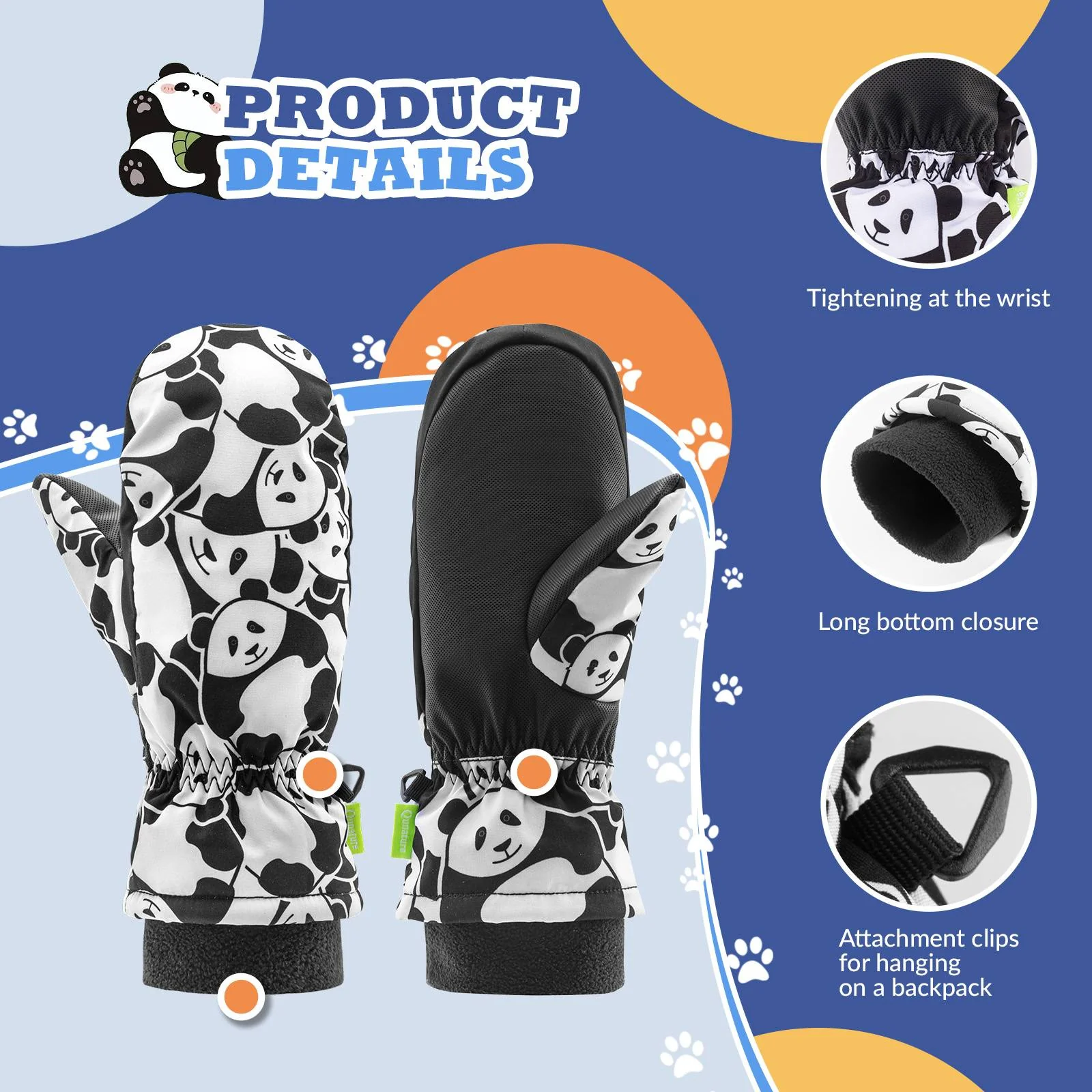 Qunature Kinder Handschuhe Winddicht Wasserdicht Warm für Schnee und Ski - Image 2