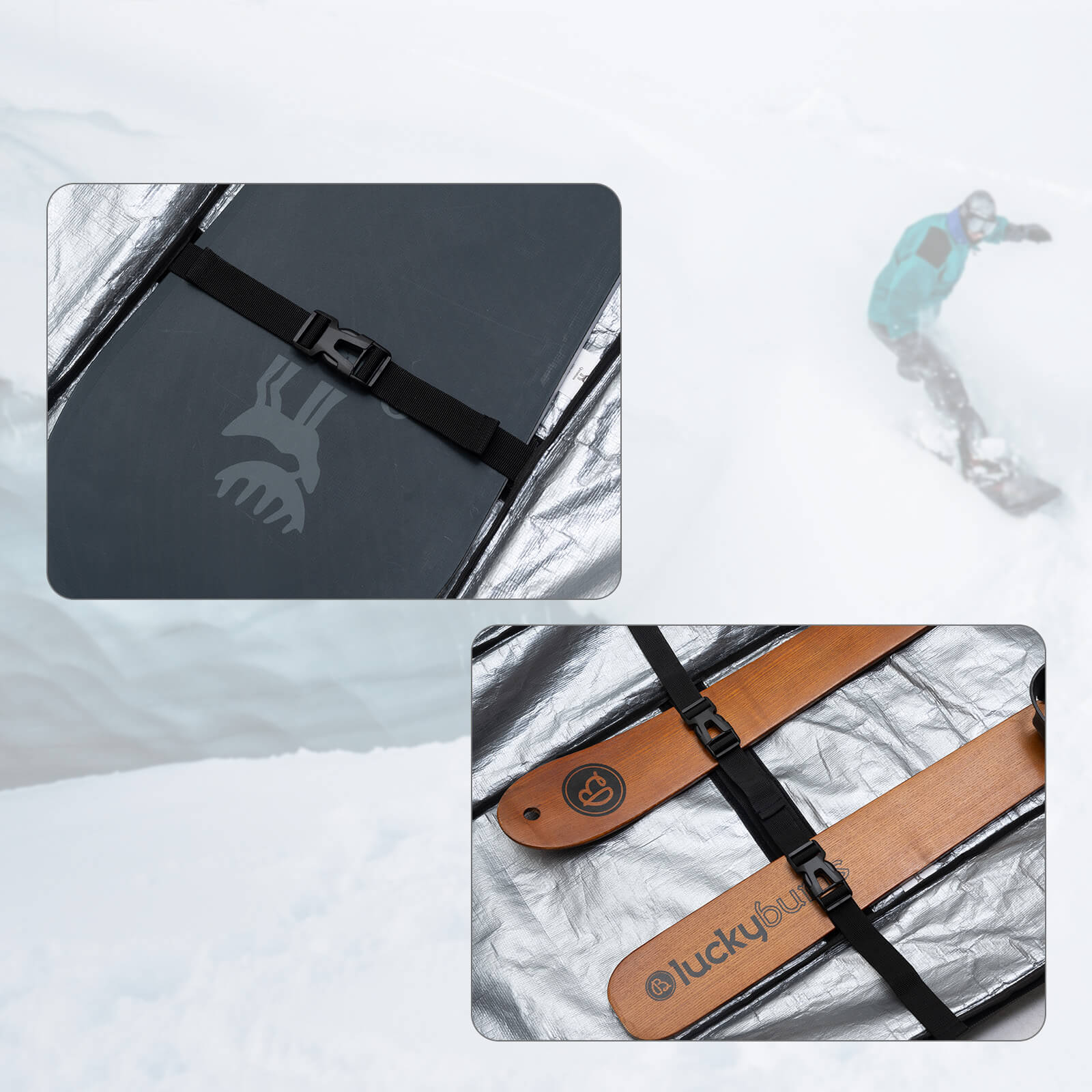 Qunature Ski- und Snowboardtasche mit Rollen für 140–162 cm Länge - Image 6