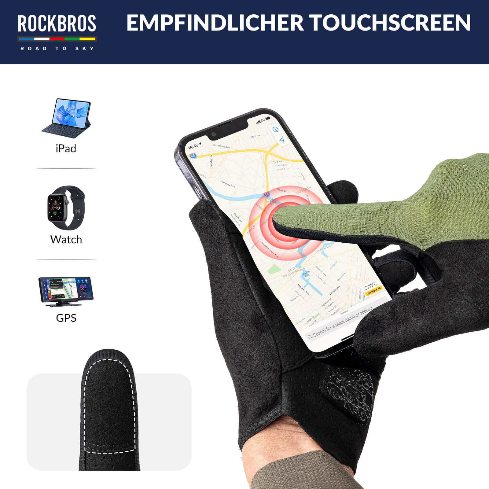 ROAD TO SKY Fahrradhandschuhe Atmungsaktiv mit Touchscreen Sommer/Frühling - Image 7
