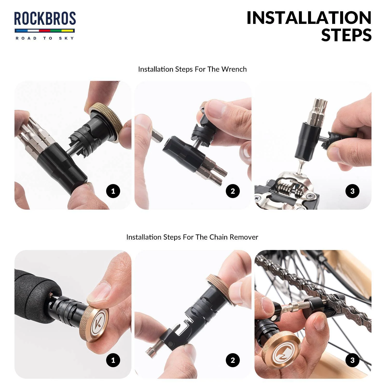 ROAD TO SKY Multifunktional 6 in 1 Reparatur Kit Werkzeug mit Kettenabzieher - Image 9