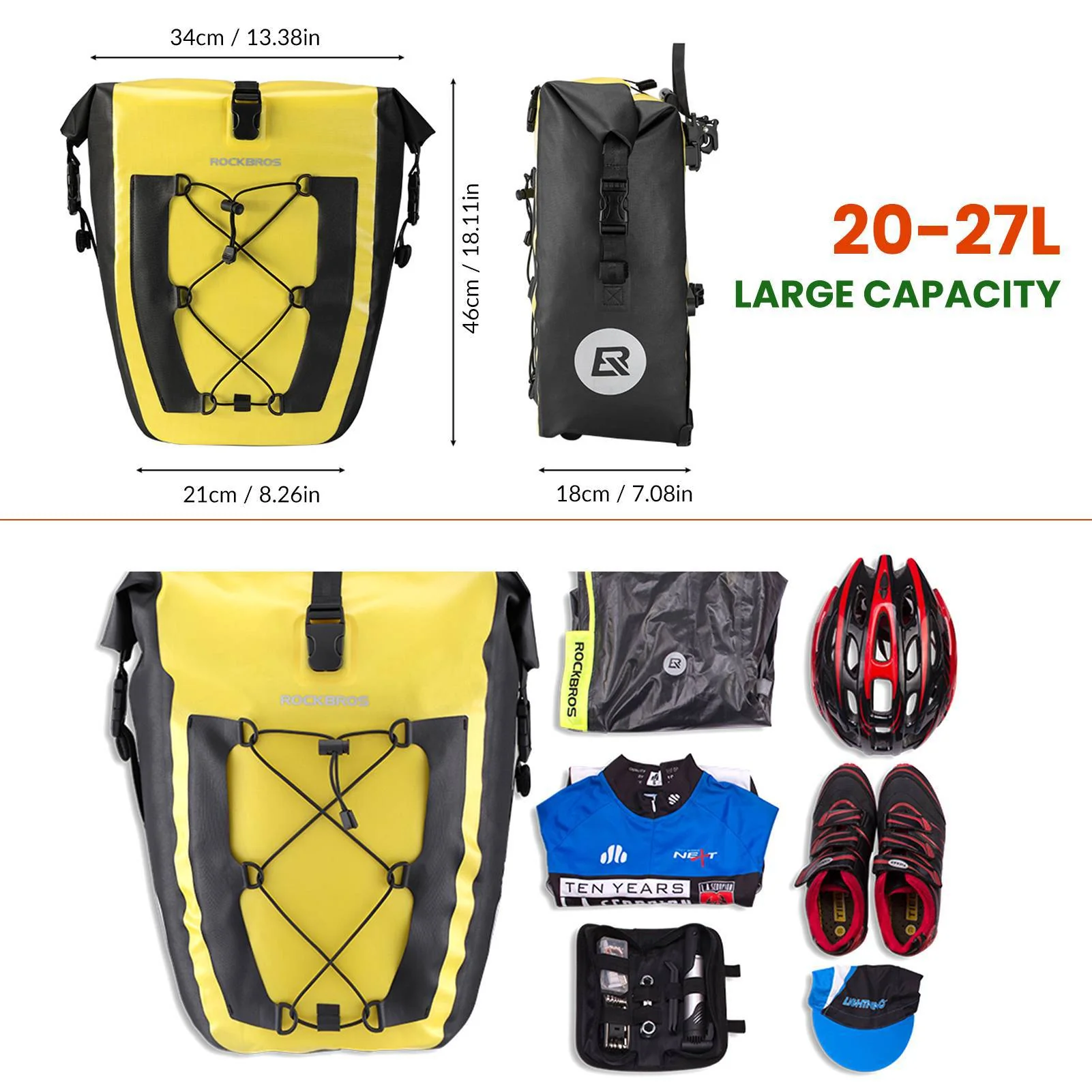 ROCKBROS 100 % wasserdichte Transporttaschen mit Netztasche 27L - Image 10