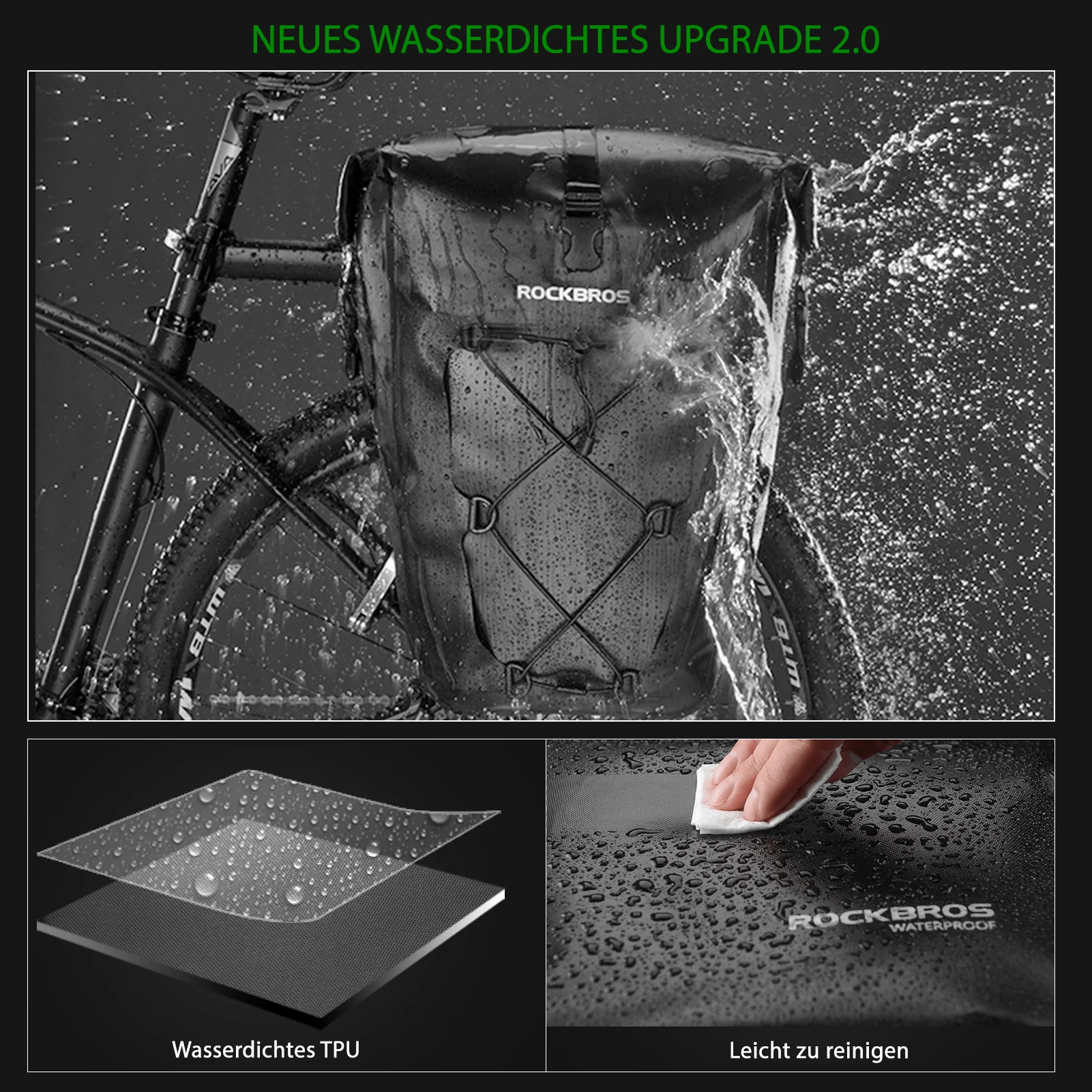 ROCKBROS 100 % wasserdichte Transporttaschen mit Netztasche 27L - Image 14