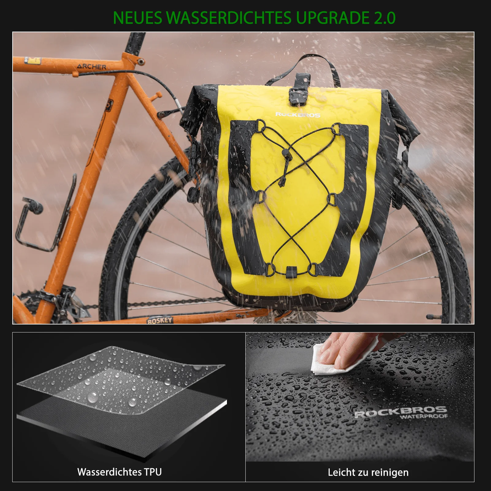 ROCKBROS 100 % wasserdichte Transporttaschen mit Netztasche 27L - Image 15