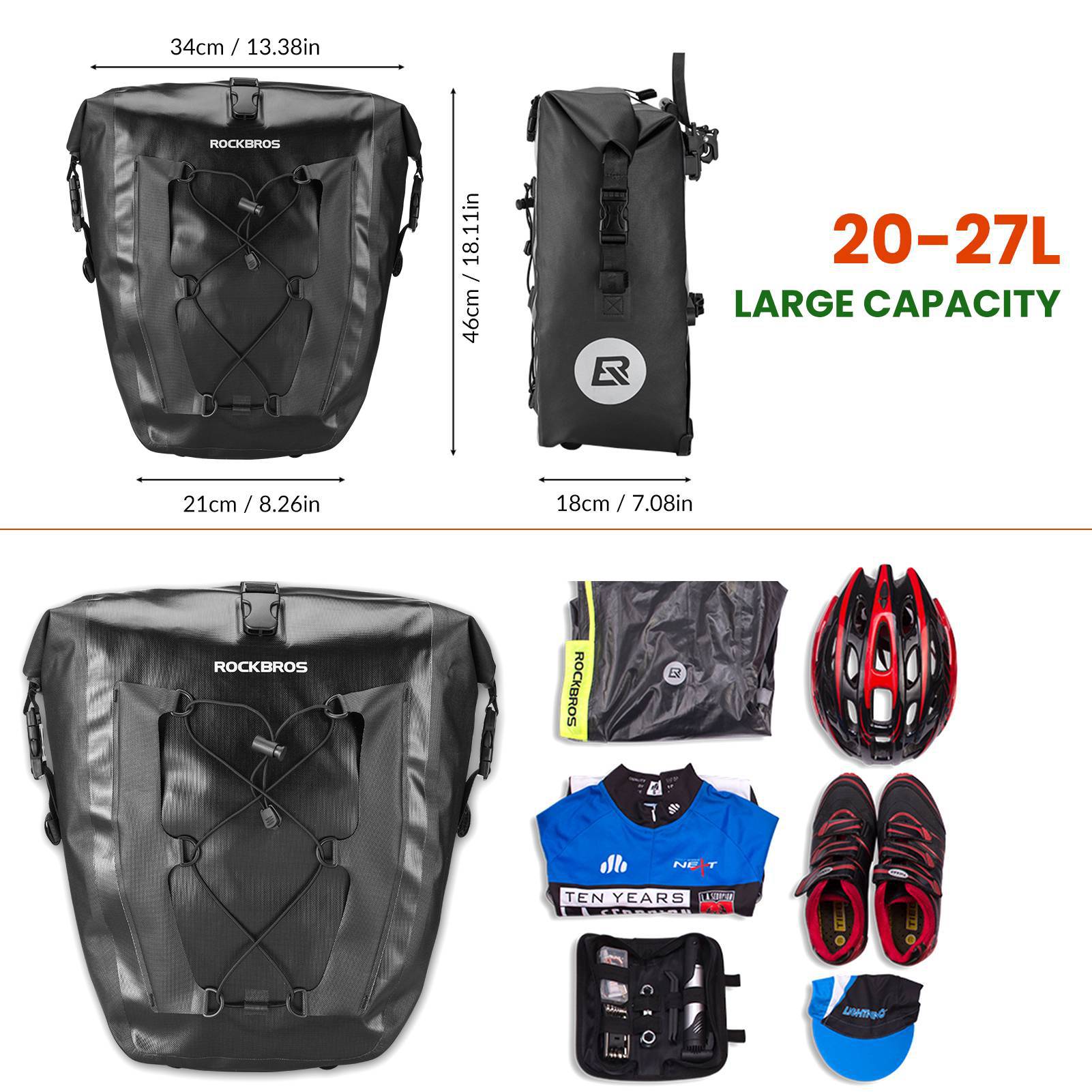 ROCKBROS 100 % wasserdichte Transporttaschen mit Netztasche 27L - Image 8