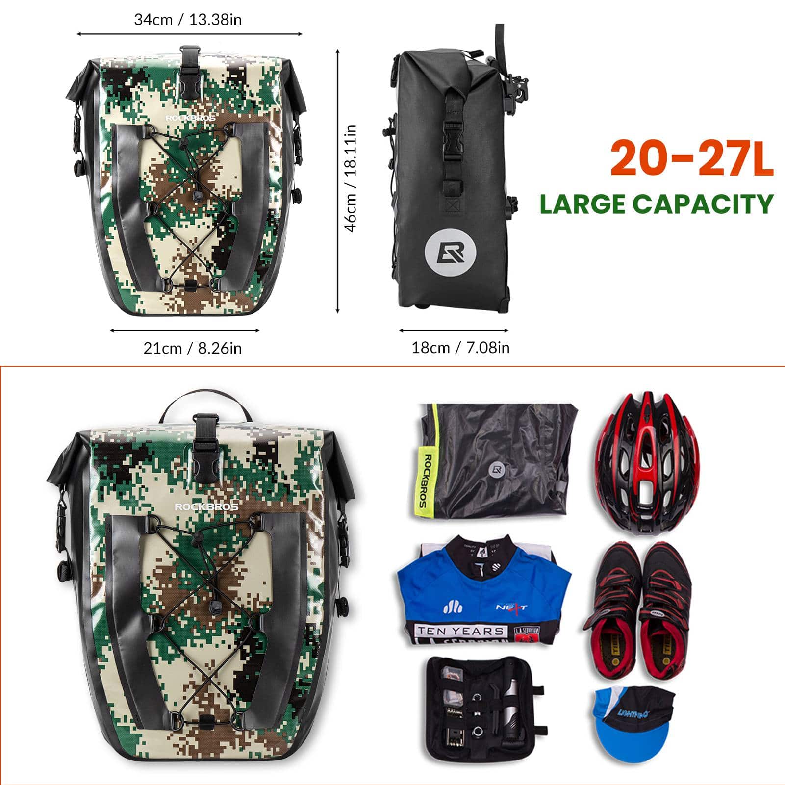 ROCKBROS 100 % wasserdichte Transporttaschen mit Netztasche 27L - Image 9