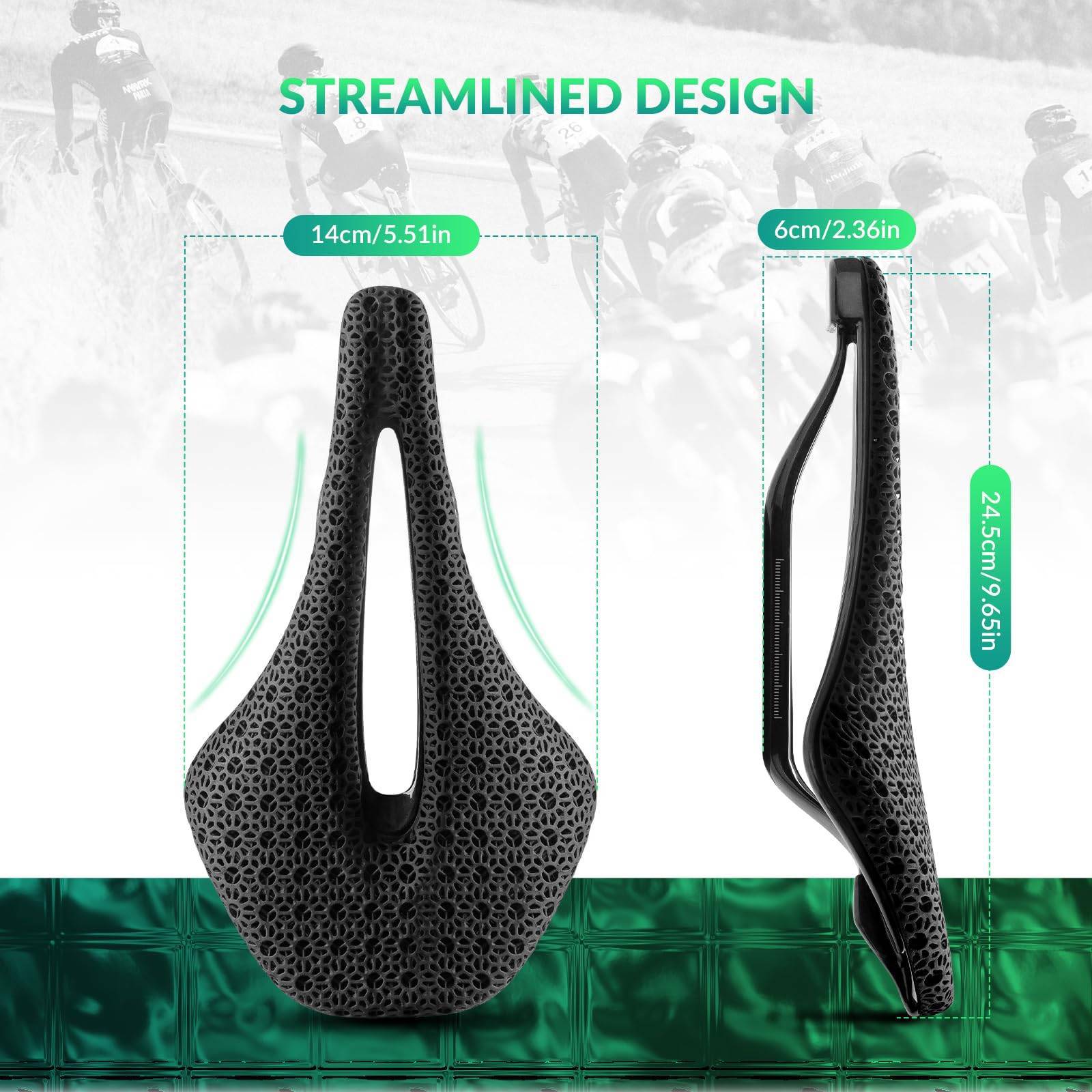 ROCKBROS 3D Druck Carbon Rennradsattel Ultraleicht Stoßdämpfender Ergonomischer - Image 16