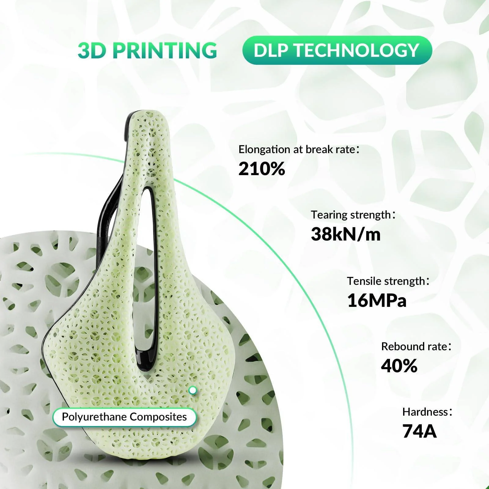 ROCKBROS 3D Druck Carbon Rennradsattel Ultraleicht Stoßdämpfender Ergonomischer - Image 2