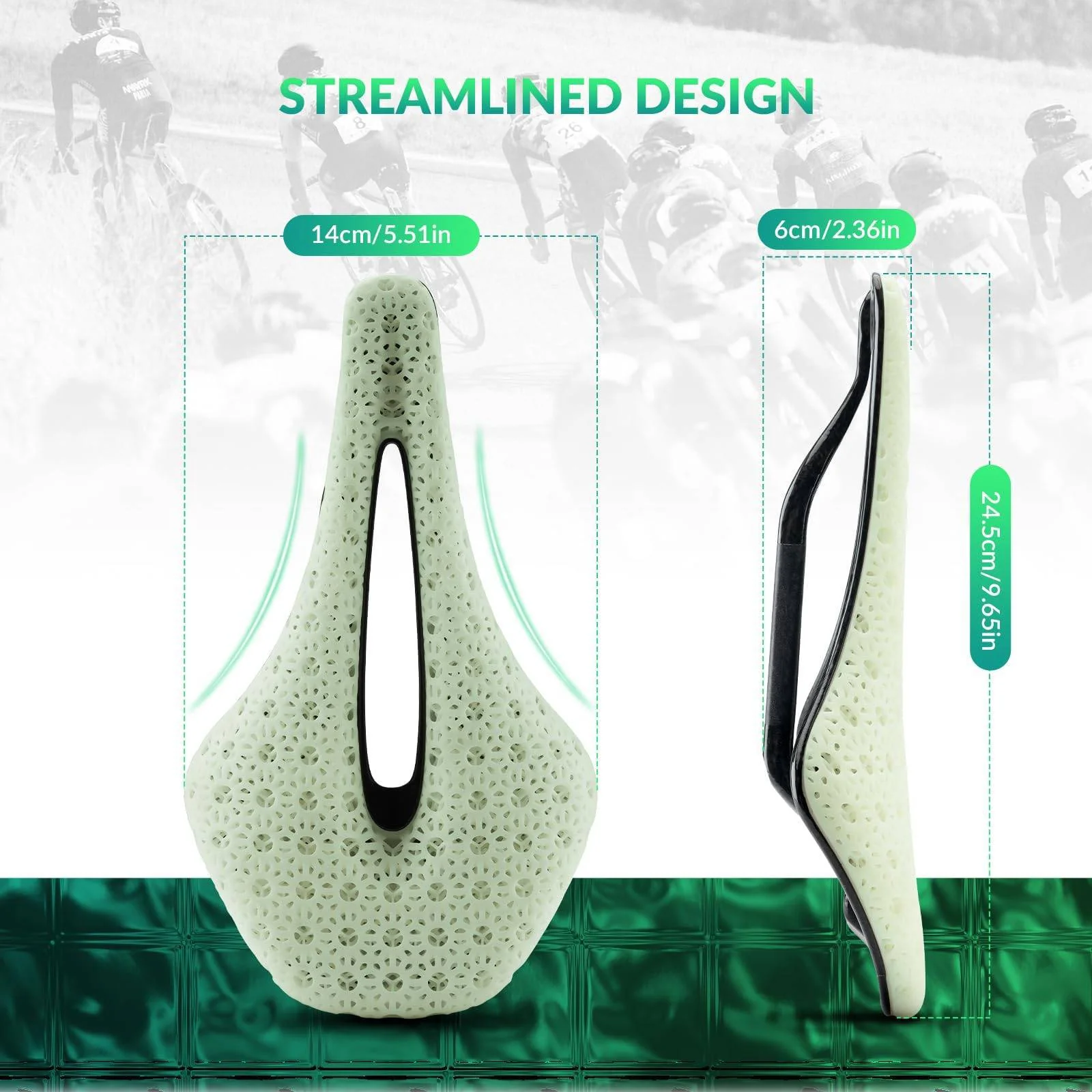 ROCKBROS 3D Druck Carbon Rennradsattel Ultraleicht Stoßdämpfender Ergonomischer - Image 4