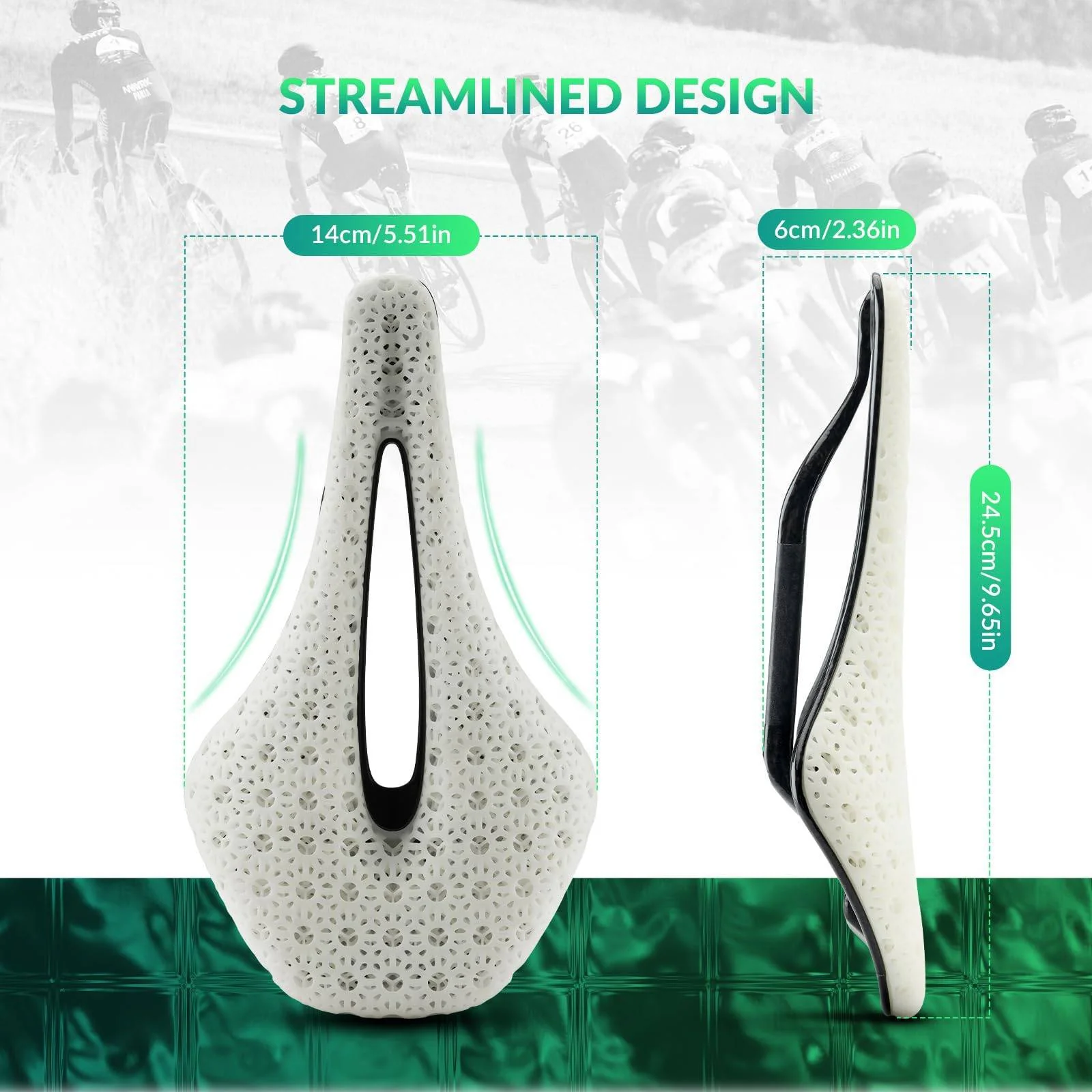 ROCKBROS 3D Druck Carbon Rennradsattel Ultraleicht Stoßdämpfender Ergonomischer - Image 9