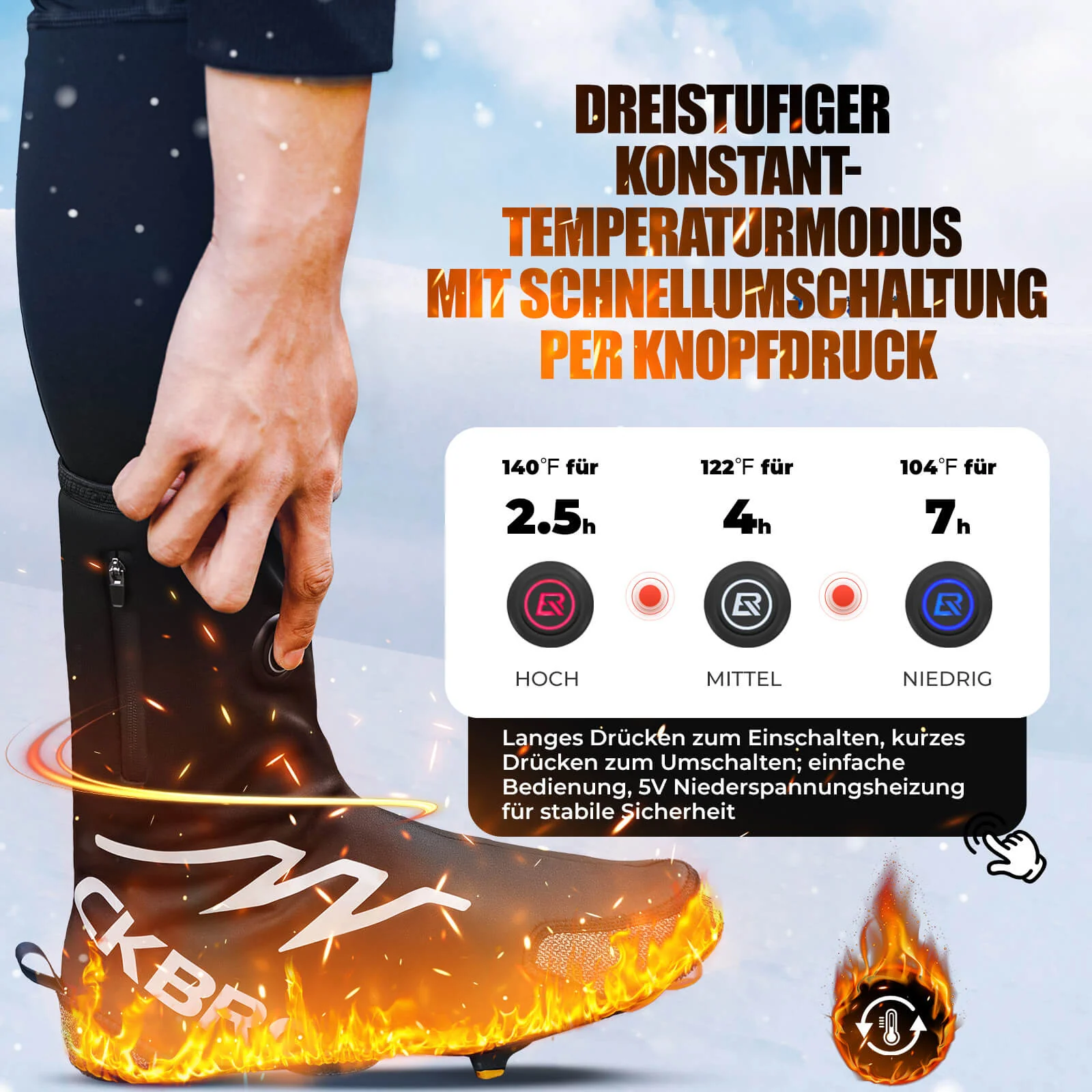 ROCKBROS Beheizte Überschuhe Winter Fahrrad Schuhüberzieher für Damen/Herren - Image 4