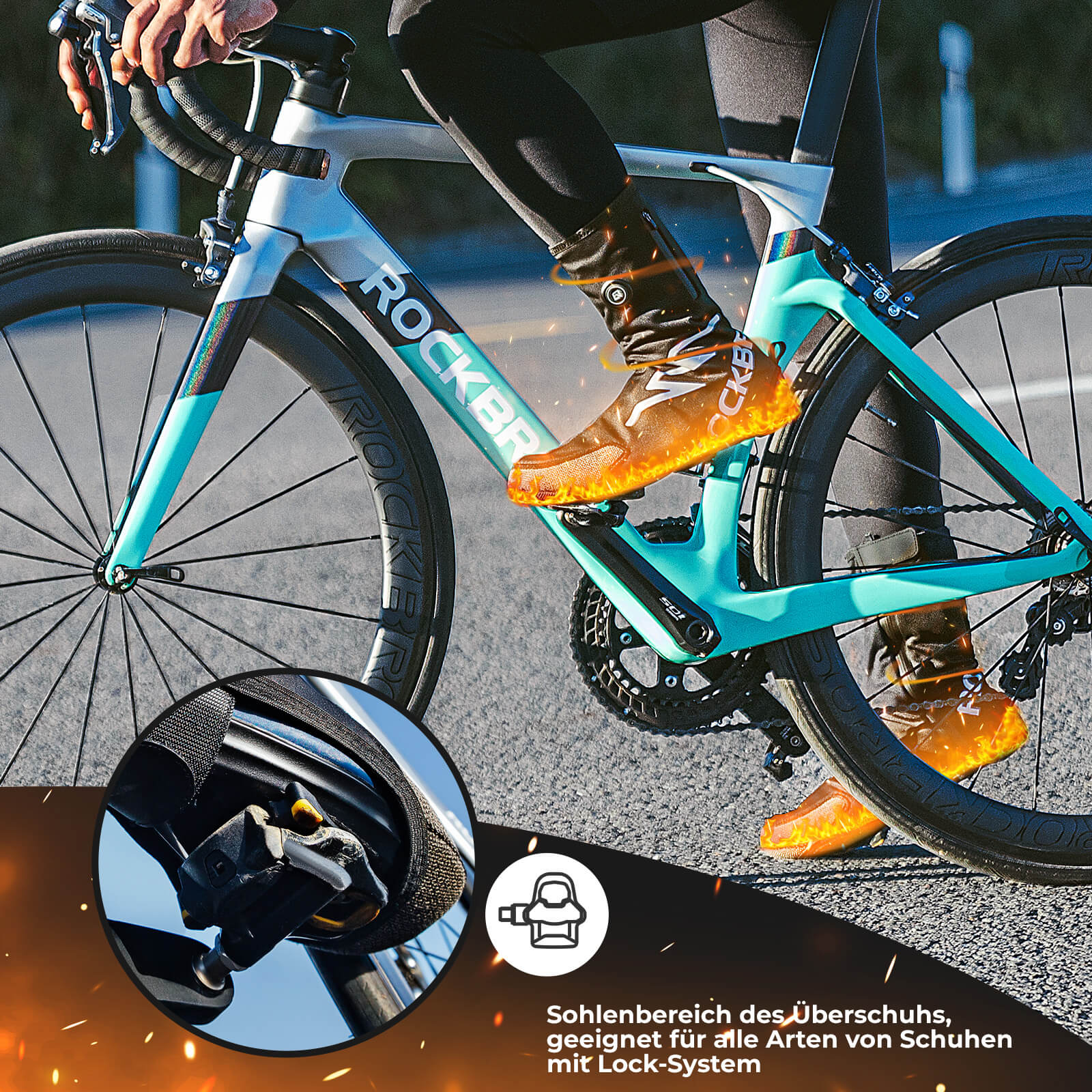 ROCKBROS Beheizte Überschuhe Winter Fahrrad Schuhüberzieher für Damen/Herren - Image 6
