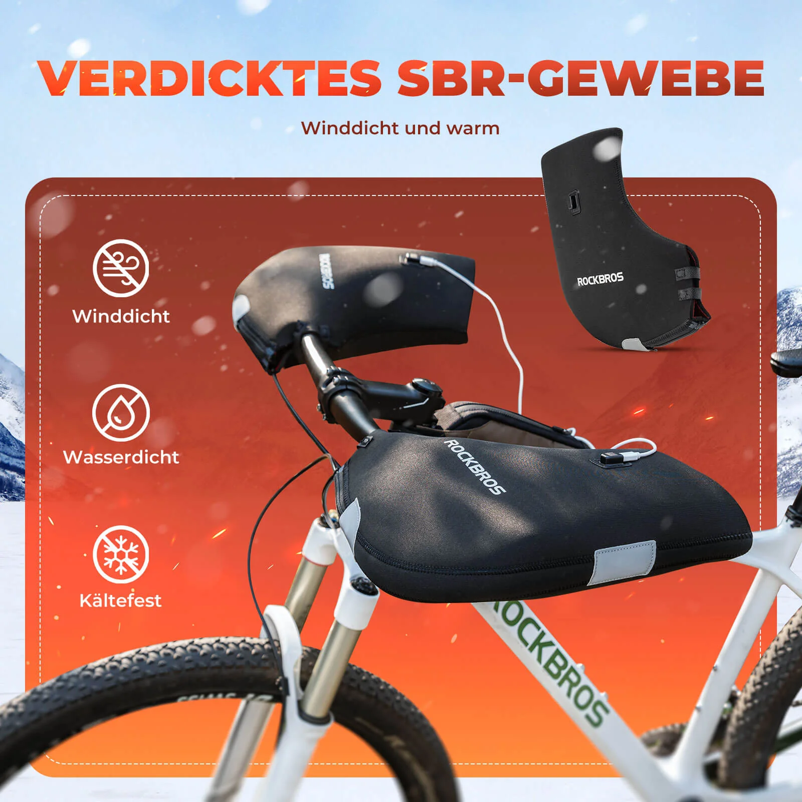 ROCKBROS Beheizte Wasserabweisend Fahrrad Lenkerstulpen - Wiederaufladbar - Image 4