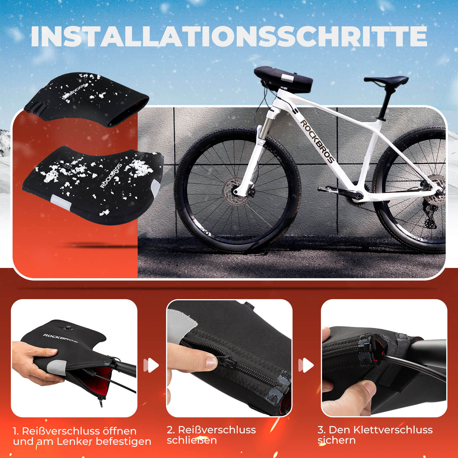 ROCKBROS Beheizte Wasserabweisend Fahrrad Lenkerstulpen - Wiederaufladbar - Image 5