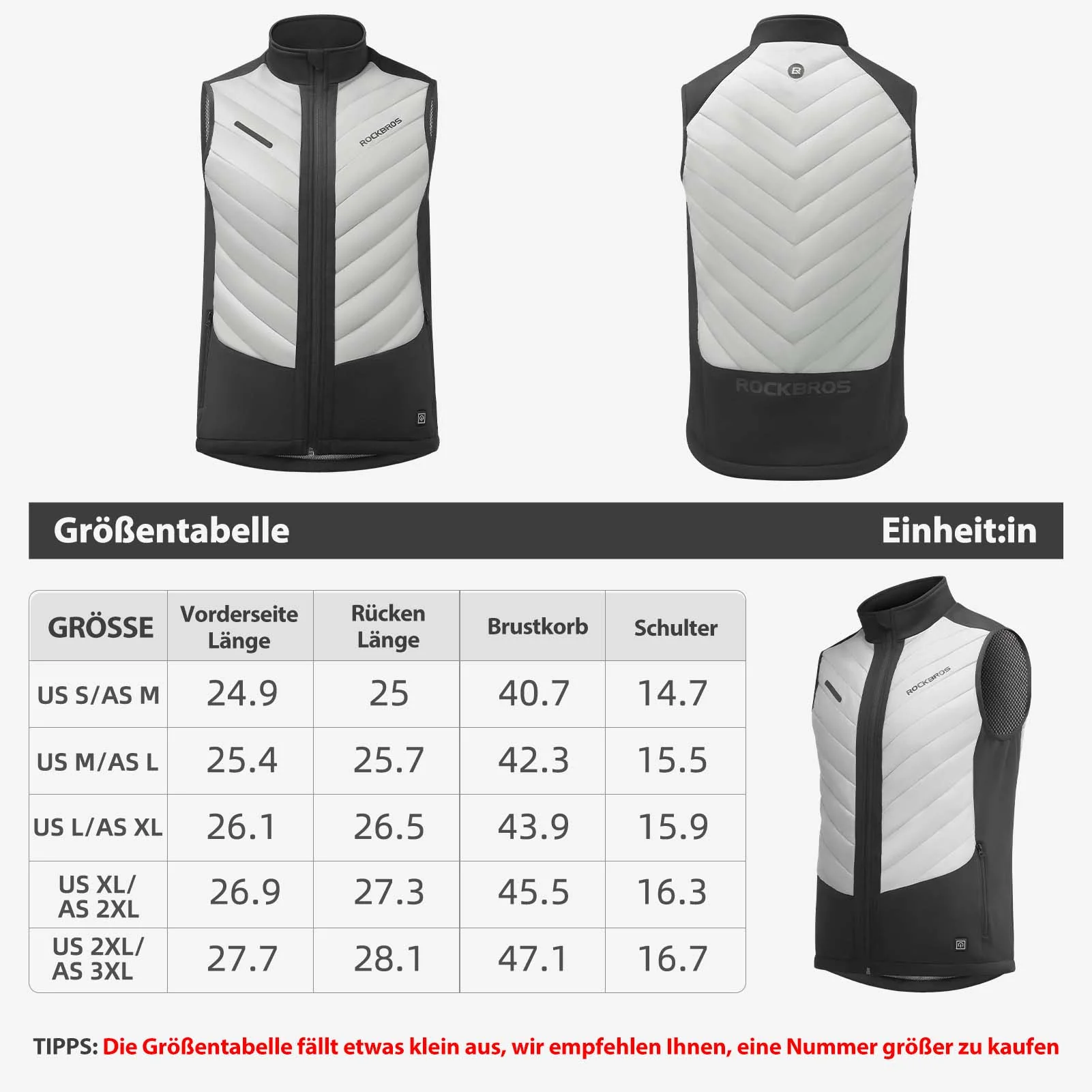 ROCKBROS Elektrische Beheizte Weste mit 3 Temperaturstufen für Herren/Damen - Image 7