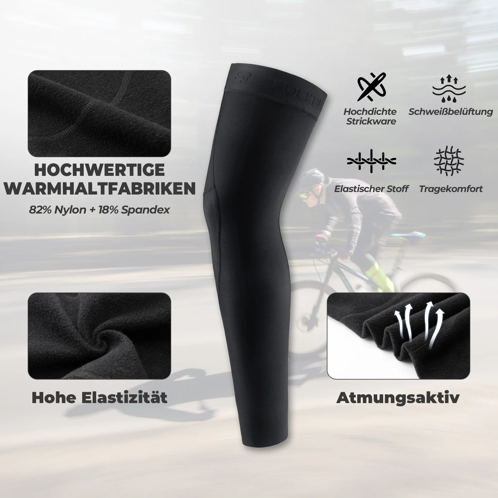 ROCKBROS Fahrrad Beinlinge Warm Rutschfeste Winter Knieschützer Herren Damen - Image 3