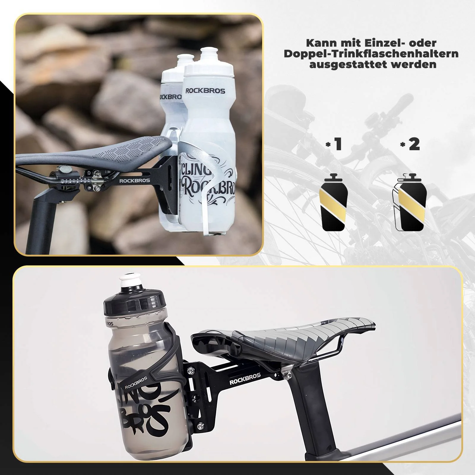 ROCKBROS Fahrrad Flaschenhalter Adapter Aluminum Einstellbar Halterung - Image 8