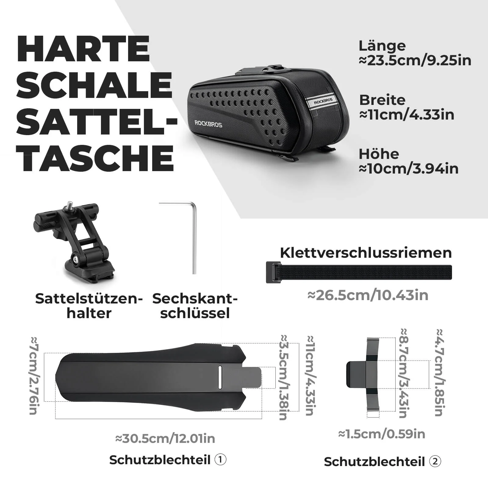 ROCKBROS Fahrrad Satteltasche mit Schutzblech Wasserabweisend 1,3L/0.8L - Image 5