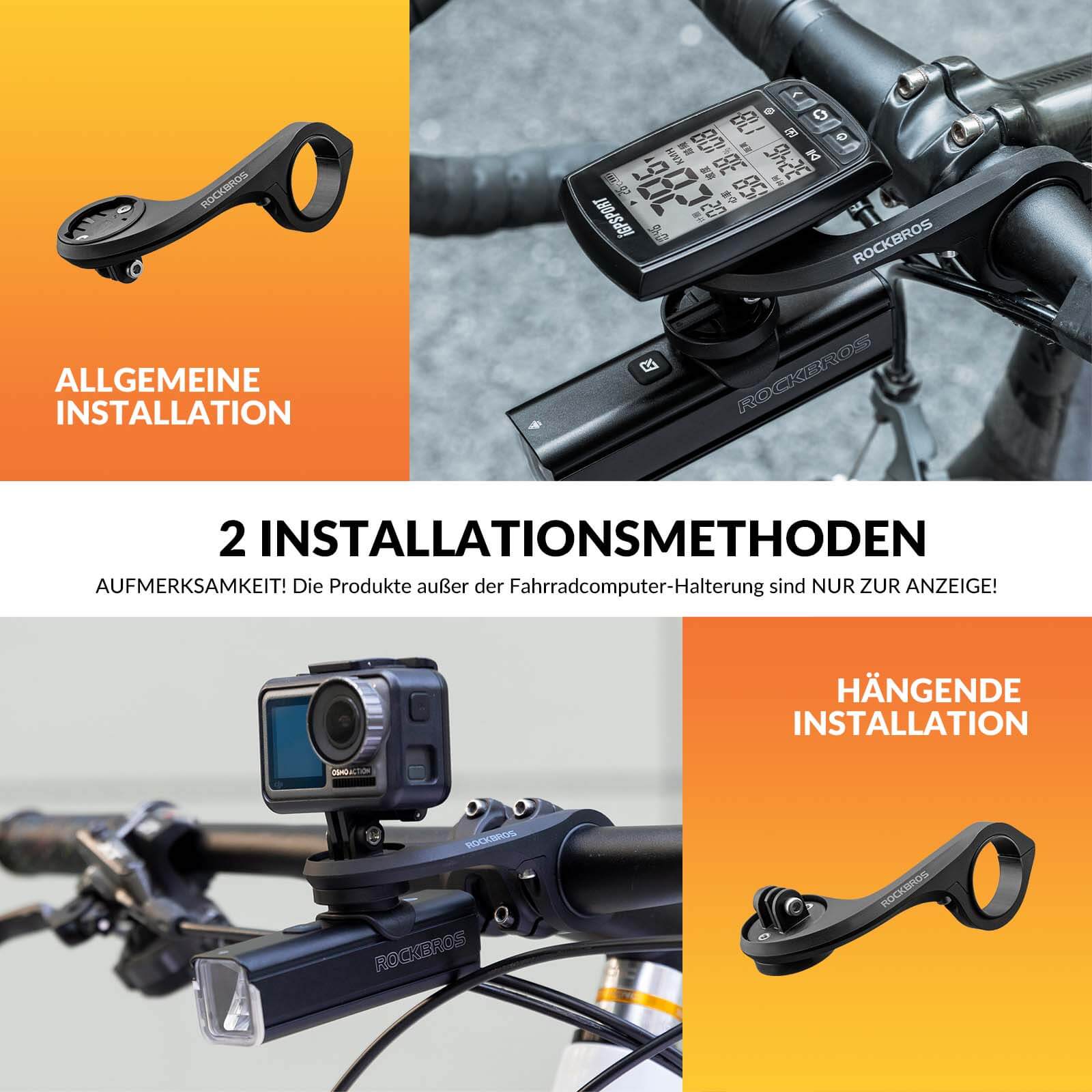 ROCKBROS Fahrradcomputer Halterung Kompatibel mit Garmin/iGPSPORT für Lenker 32-35mm - Image 3