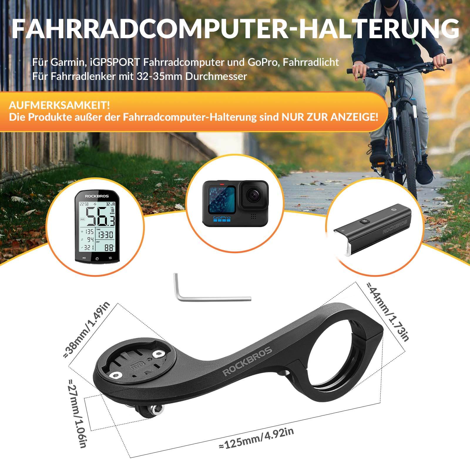 ROCKBROS Fahrradcomputer Halterung Kompatibel mit Garmin/iGPSPORT für Lenker 32-35mm - Image 6