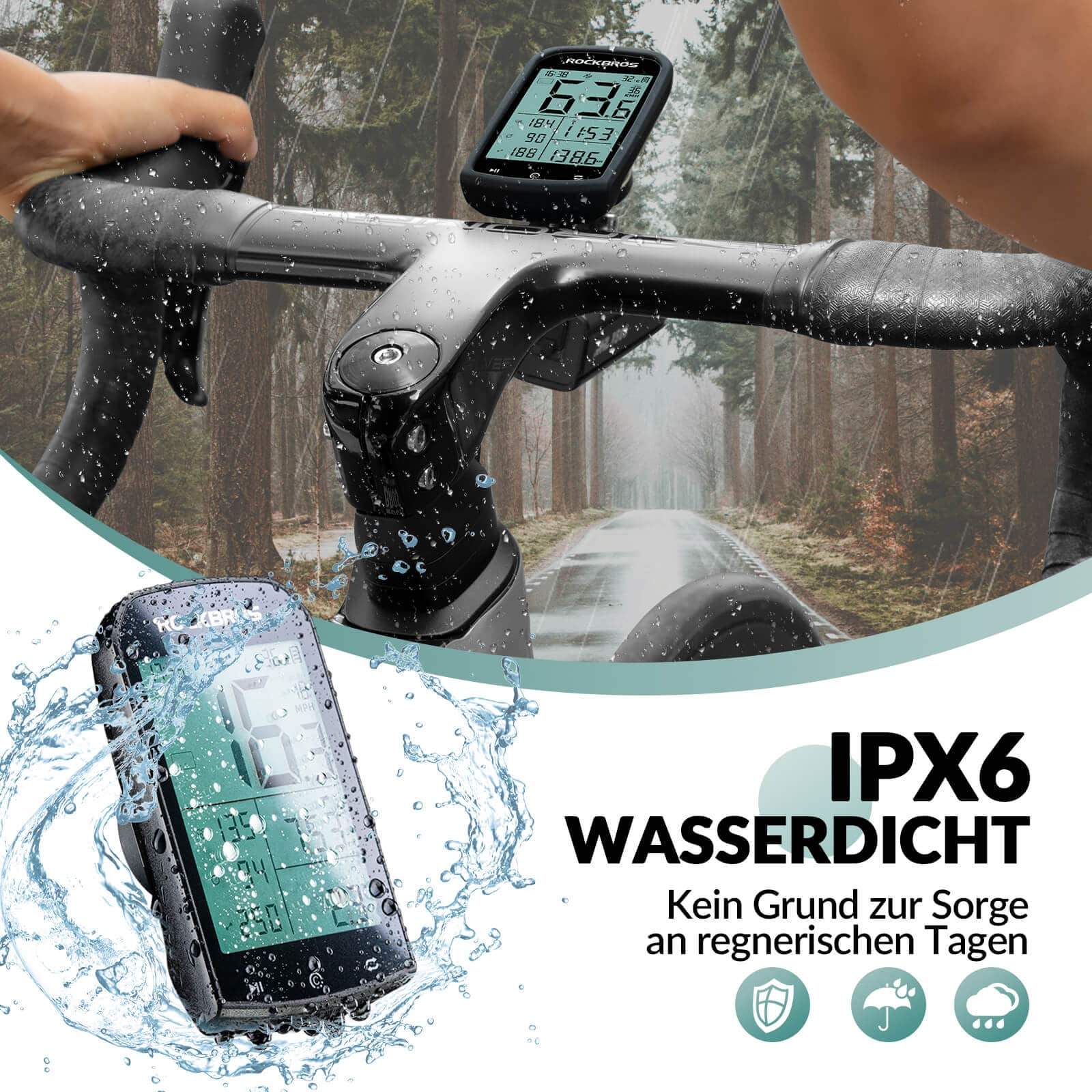 ROCKBROS Fahrradcomputer Kabellos GPS wasserdicht Tachometer und Kilometerzähler - Image 5