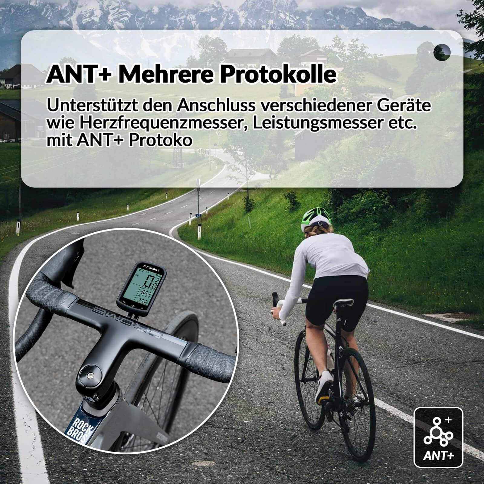 ROCKBROS Fahrradcomputer Kabellos GPS wasserdicht Tachometer und Kilometerzähler - Image 7