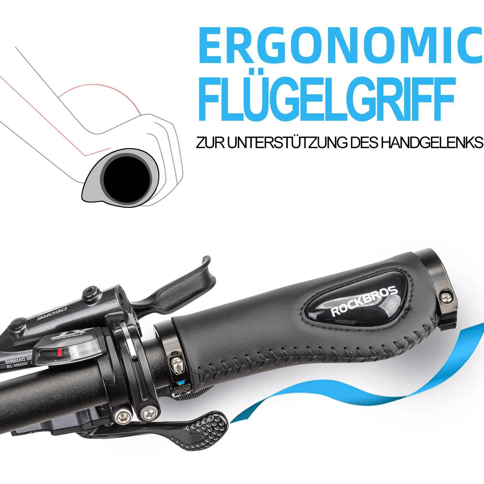 ROCKBROS Fahrradgriffe Ledergriffe für Lenker mit 22,2 mm Durchmesser - Image 7