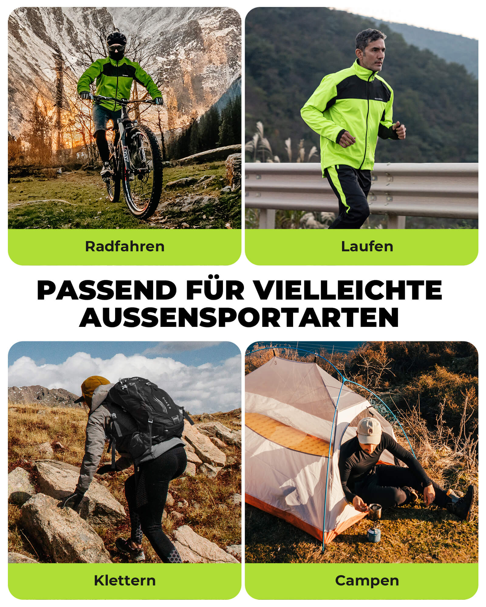 ROCKBROS Fahrradjacke Winter Herren Radjacke Leuchtendes Grün - Image 7