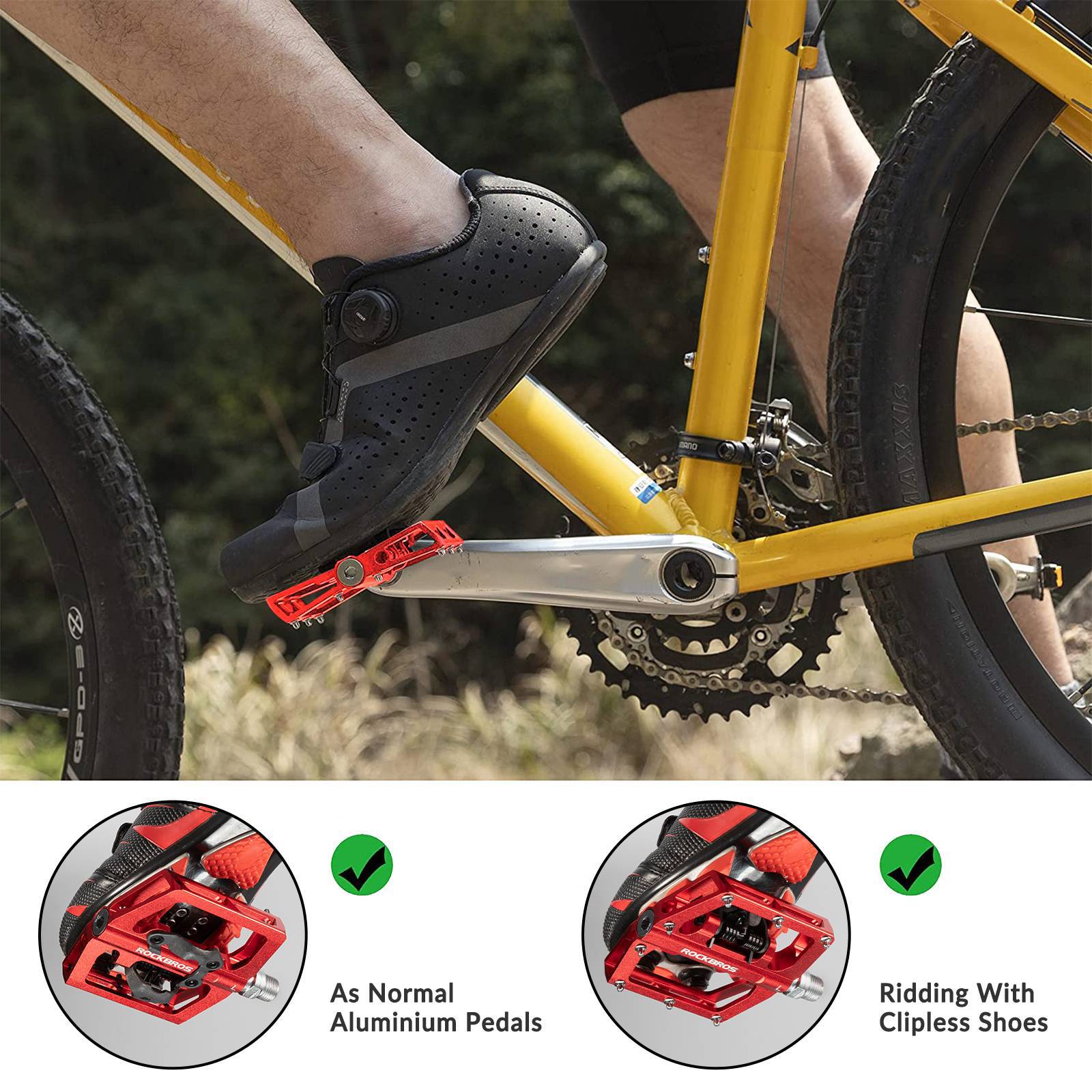ROCKBROS Fahrradpedale Alu 2 in 1 SPD Pedale für MTB Rennrad Stadtrad - Image 10