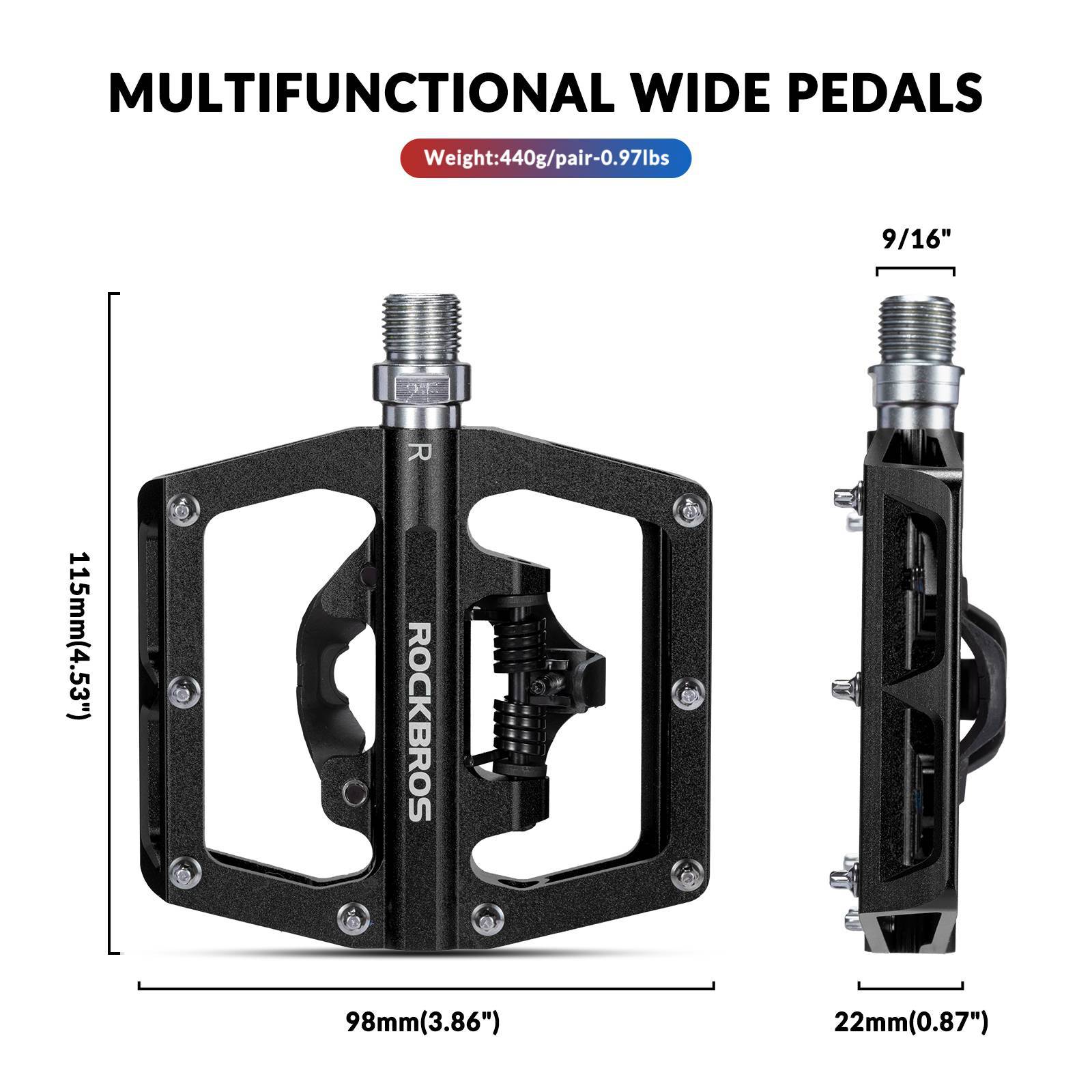 ROCKBROS Fahrradpedale Alu 2 in 1 SPD Pedale für MTB Rennrad Stadtrad - Image 15