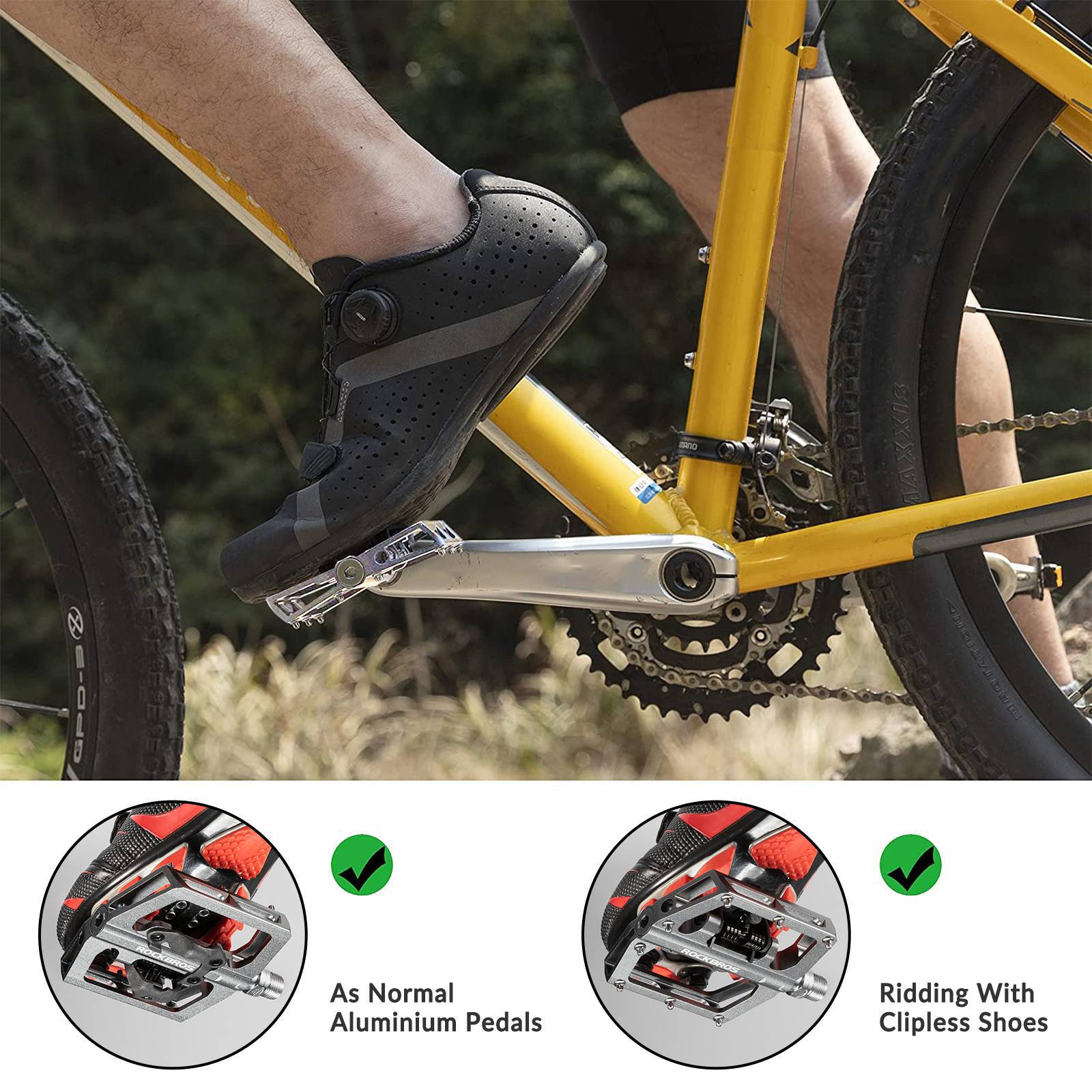ROCKBROS Fahrradpedale Alu 2 in 1 SPD Pedale für MTB Rennrad Stadtrad - Image 23