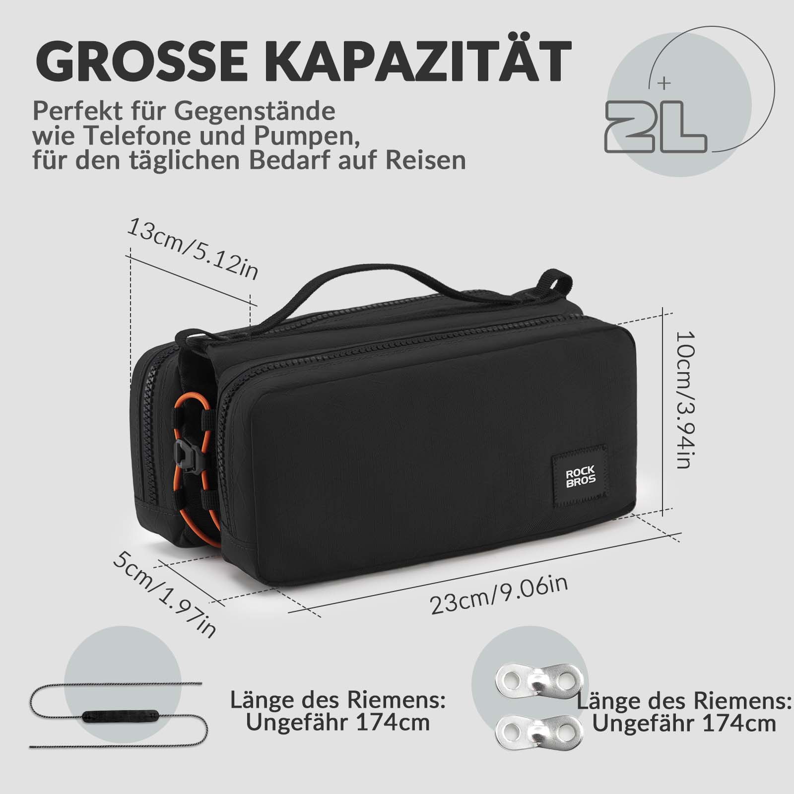 ROCKBROS Fahrradtasche Rahmentasche mit Schultergurt Oberrohrtasche - Image 22