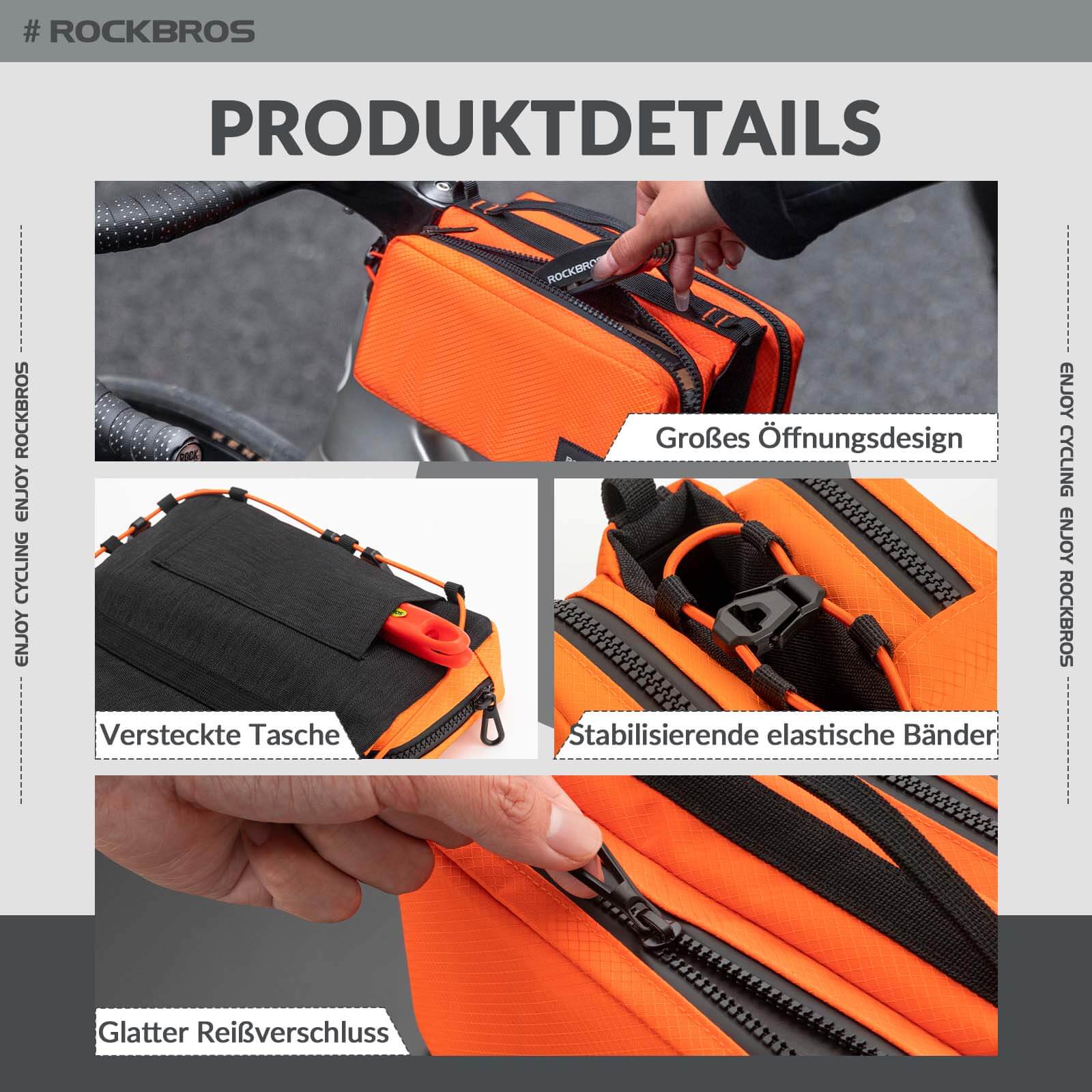 ROCKBROS Fahrradtasche Rahmentasche mit Schultergurt Oberrohrtasche - Image 7