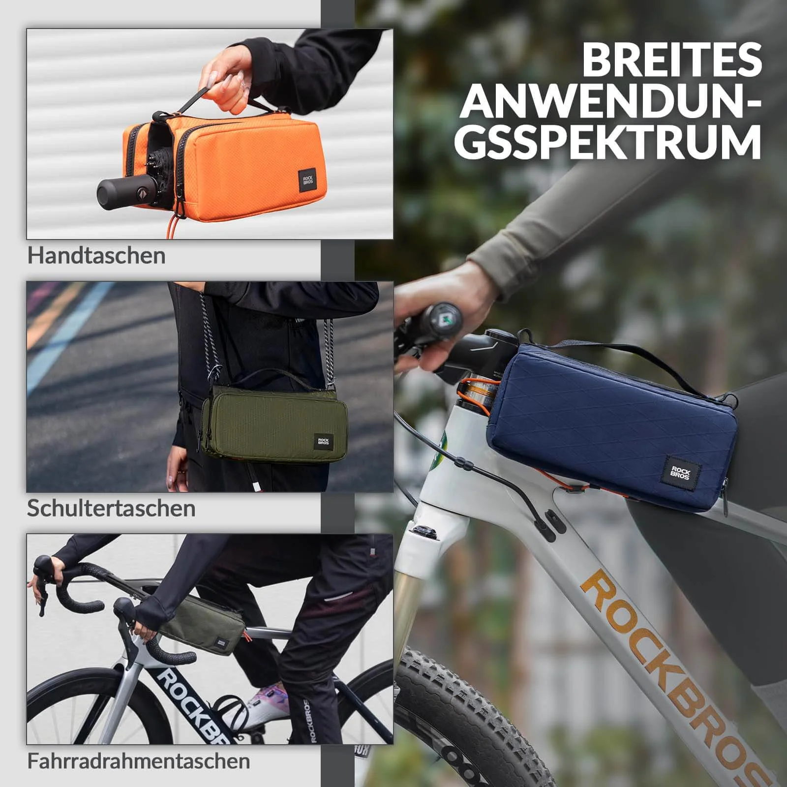 ROCKBROS Fahrradtasche Rahmentasche mit Schultergurt Oberrohrtasche - Image 8
