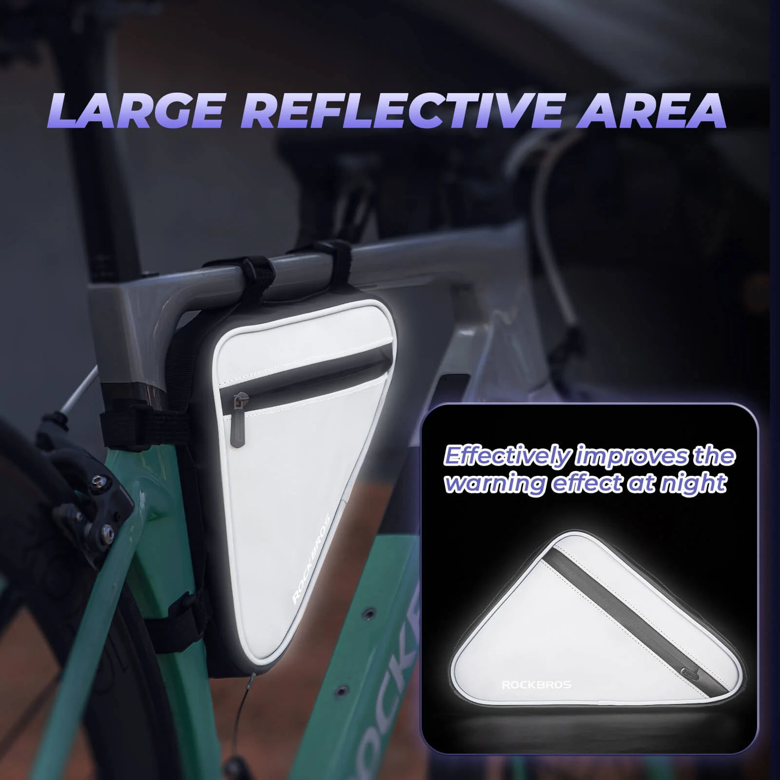 ROCKBROS Fahrradtasche Reflektierende Rahmentasche Dreiecktasche 0,9L - Image 5