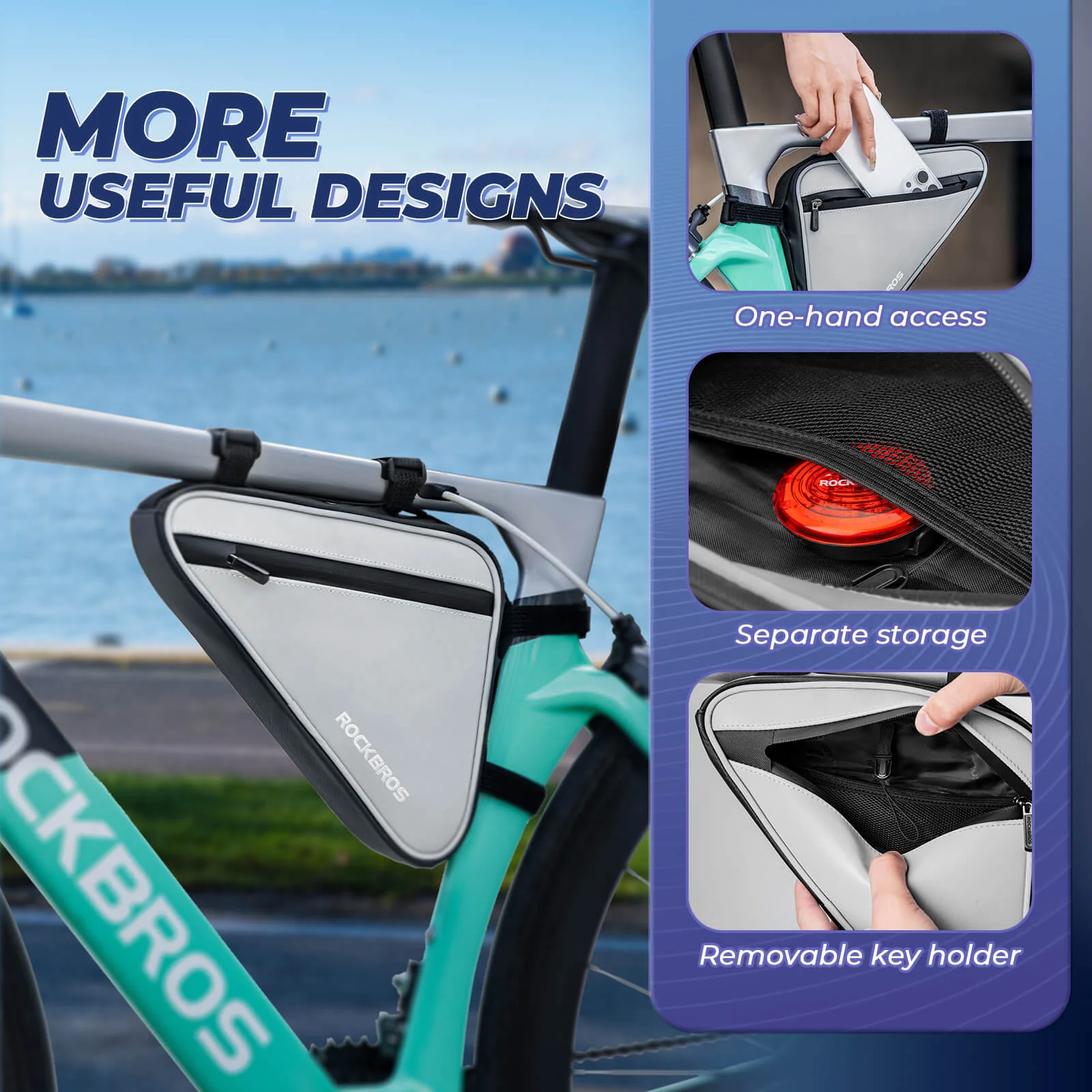 ROCKBROS Fahrradtasche Reflektierende Rahmentasche Dreiecktasche 0,9L - Image 6