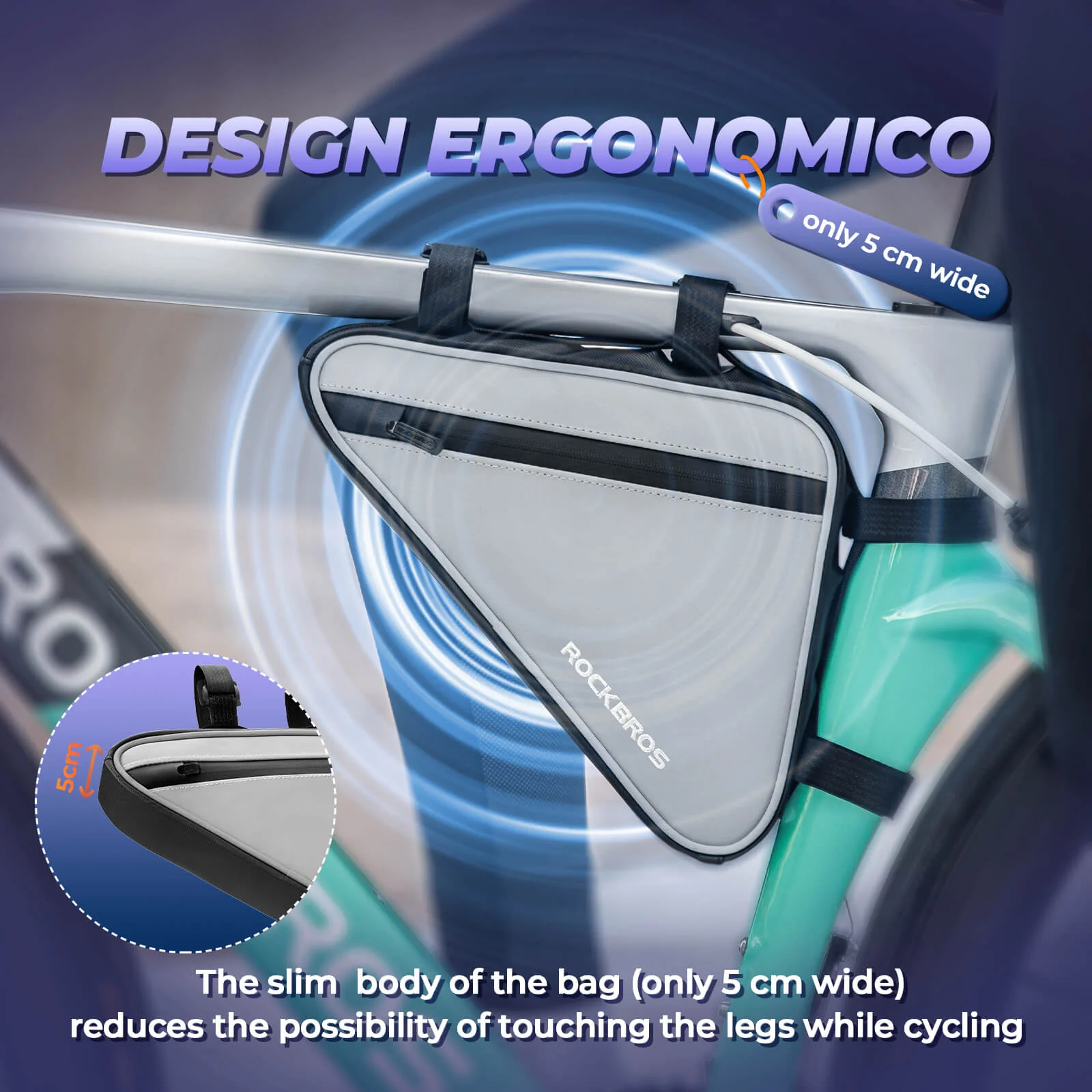 ROCKBROS Fahrradtasche Reflektierende Rahmentasche Dreiecktasche 0,9L - Image 7